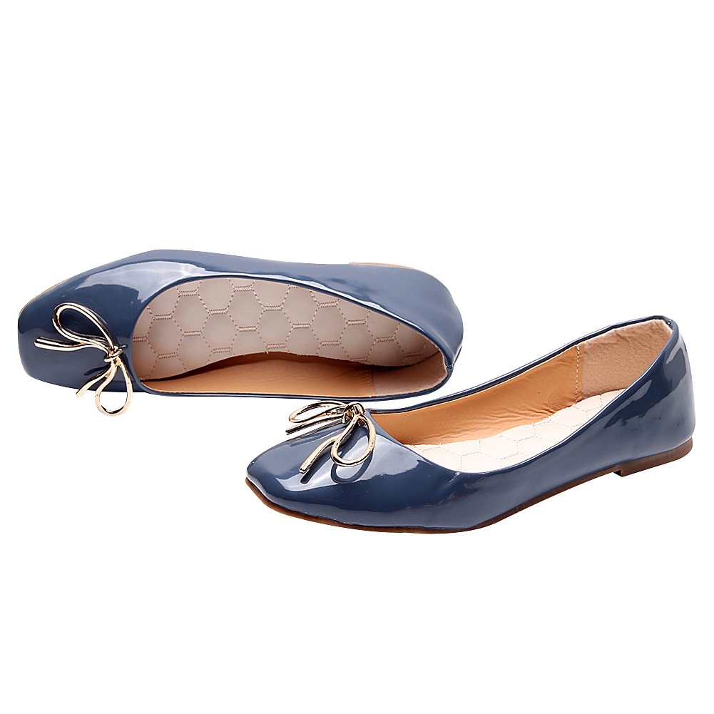 ANUFER Women's Comfortable Square Toe Ballet Flats with Bow Tie - Cute Dolly Shoes for Work, Office, and Casual Wear