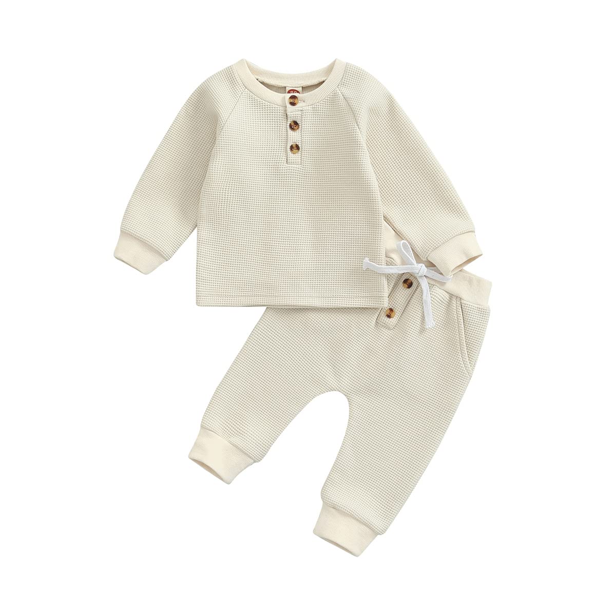 Warm Winter Baby Clothes Set for Newborn & Toddler - Cozy Pullover Sweatshirt & Waffle Knit Pants (Boy/Girl) - Perfect for Fall & Winter Outfits, Playdates & Family Photos