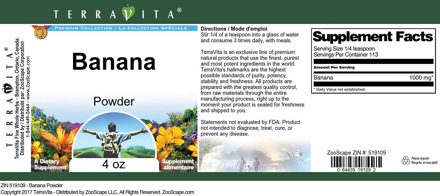 Organic Banana Powder 4oz (3 Pack) - 100% Natural, Gluten-Free, Vegan Superfood for Smoothies, Baking & Healthy Snacks - ZIN: 519109