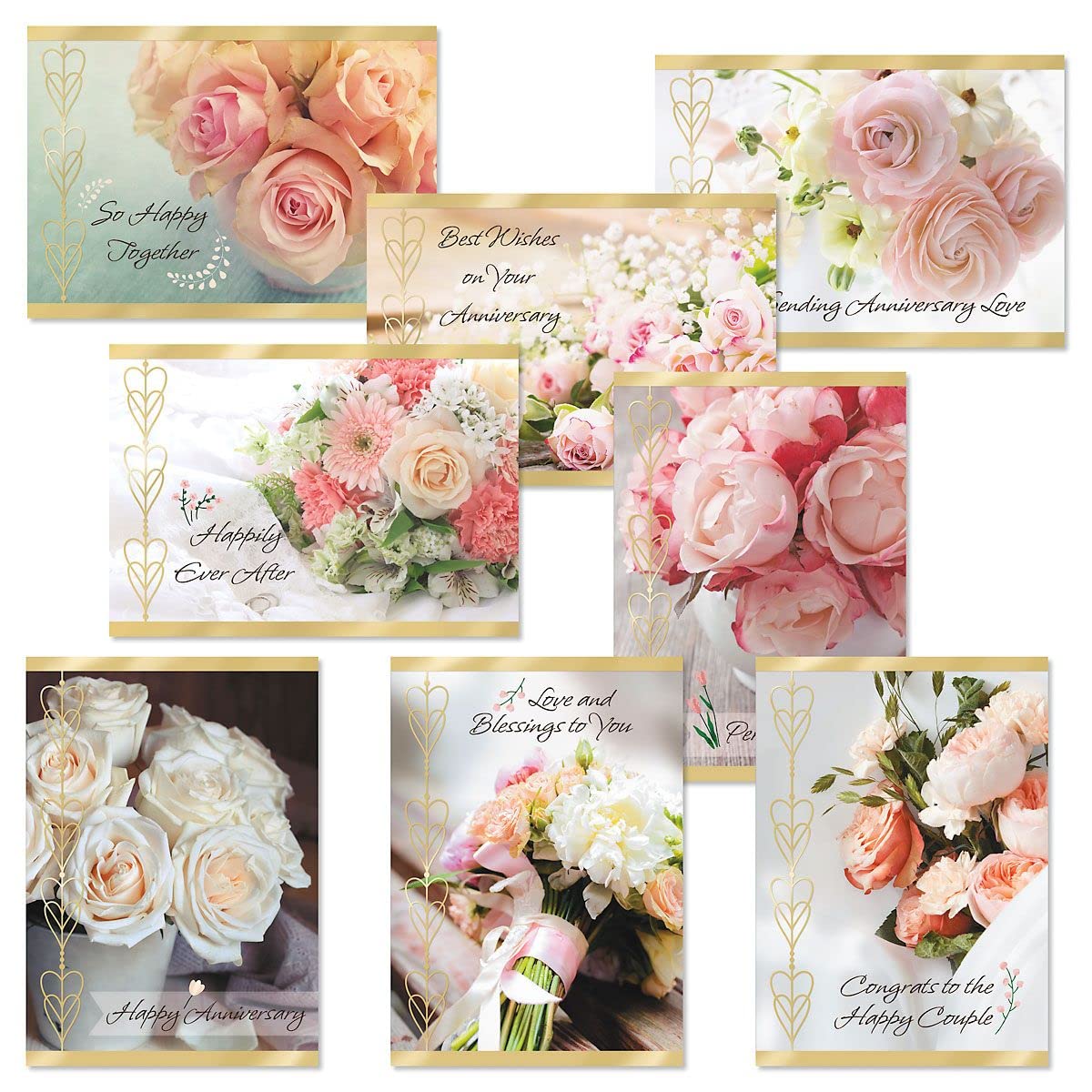Premium Wedding & Anniversary Floral Greeting Cards Value Pack - 20 Large 5
