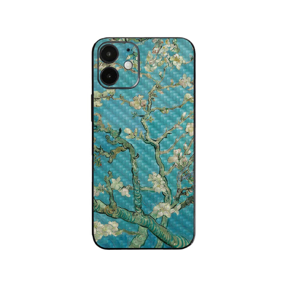 Premium Carbon Fiber Skin for Apple iPhone 12 Mini - Almond Blossom Design | Protective & Durable Textured Cover | Easy Installation | Made in USA | Perfect for Daily Protection & Style Enhancement