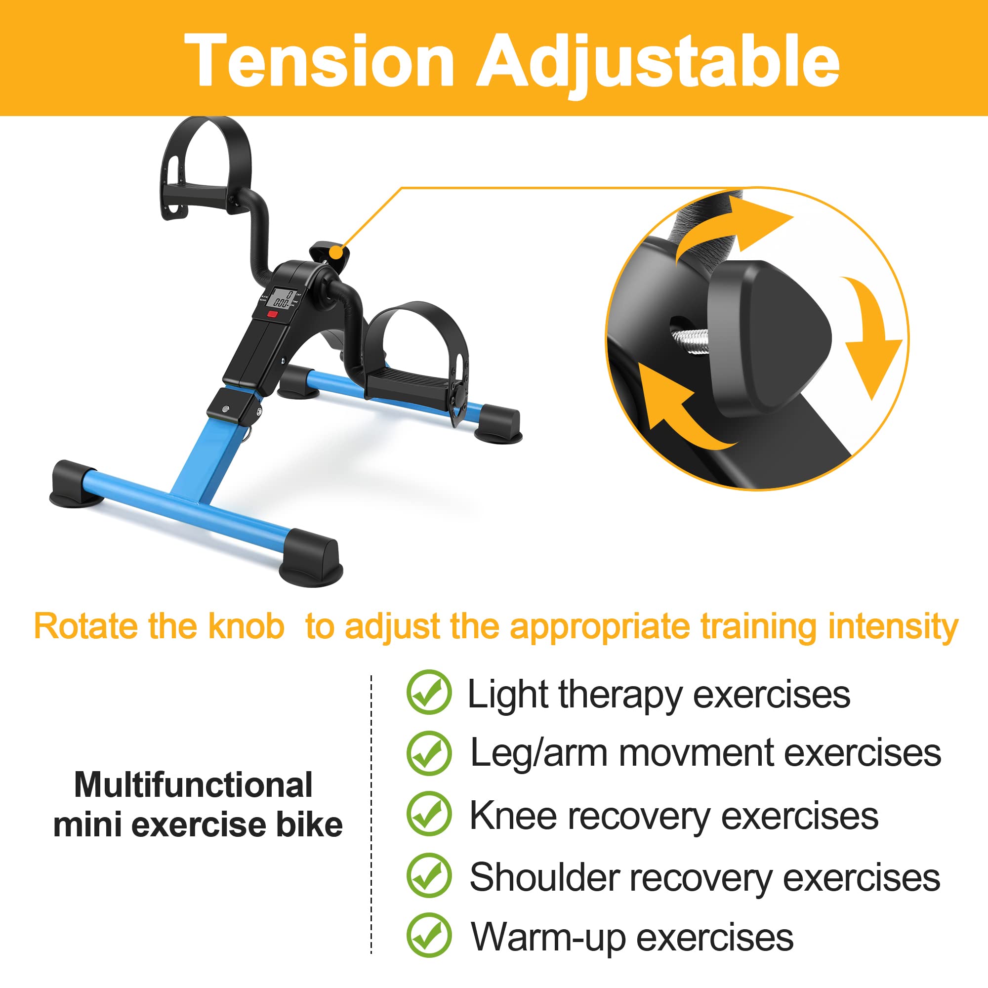 Portable Folding Exercise Bike with LCD Display - Arm & Leg Pedal Exerciser for Home & Office Workouts - Compact Desk Bike for Cardio & Fitness Training