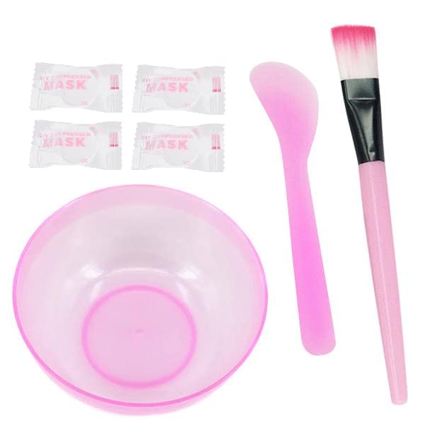 Ghelonadi Professional Face Mask Mixing Kit - Includes Bowl, Brush, Spatula & Tablets for DIY Skincare at Home or Salon (4-Piece Multicolor Set) - Perfect for Spa Days, Facial Treatments & Self-Care Routines