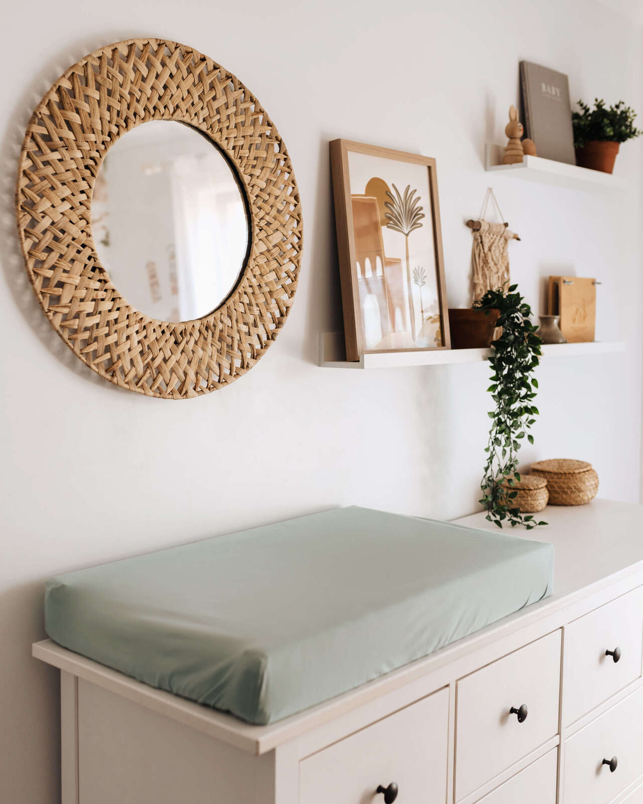 Snuggle Hunny Bassinet Sheet & Change Pad Cover - Soft & Breathable Sage Green - Perfect for Nursery, Baby Crib & Travel Crib Accessories