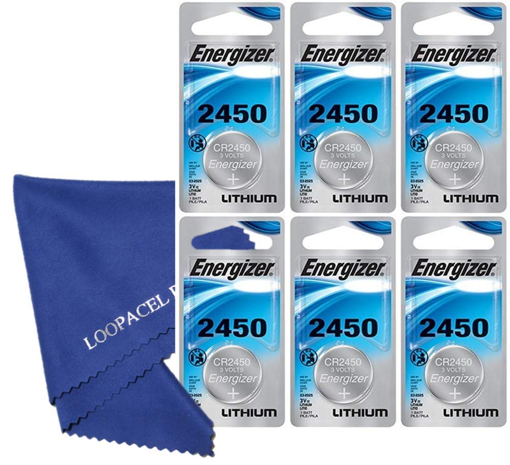 Loopacell ECR2450 Lithium Battery 6-Pack Replacement for Energizer - Includes Premium Microfiber Cleaning Cloths | Ideal for Medical Devices, Cameras & Electronics