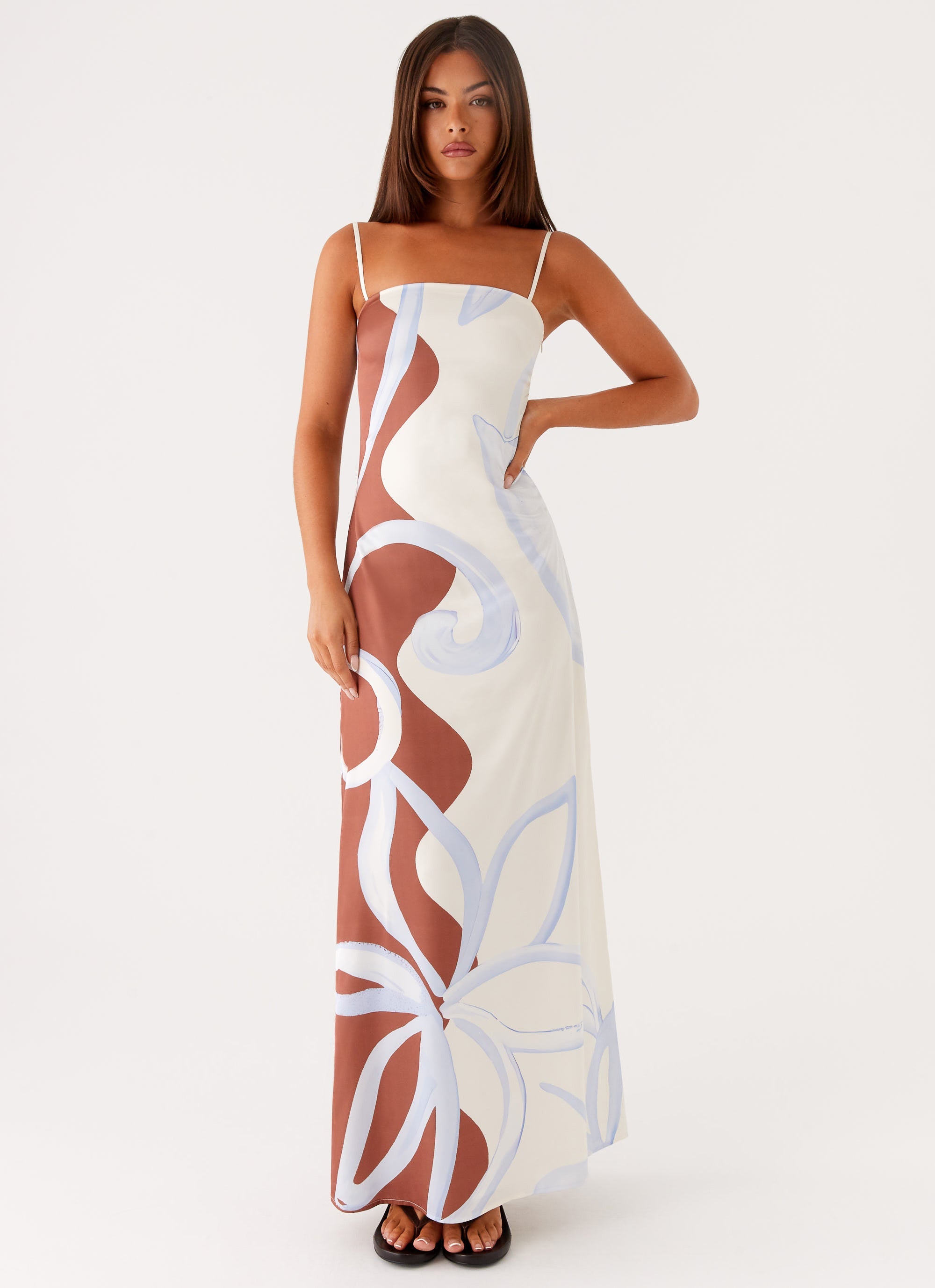 Aster Bloom Maxi Dress - Floral Wave Print Summer Dress for Women | Beach Vacation, Boho Chic, Casual Outfit
