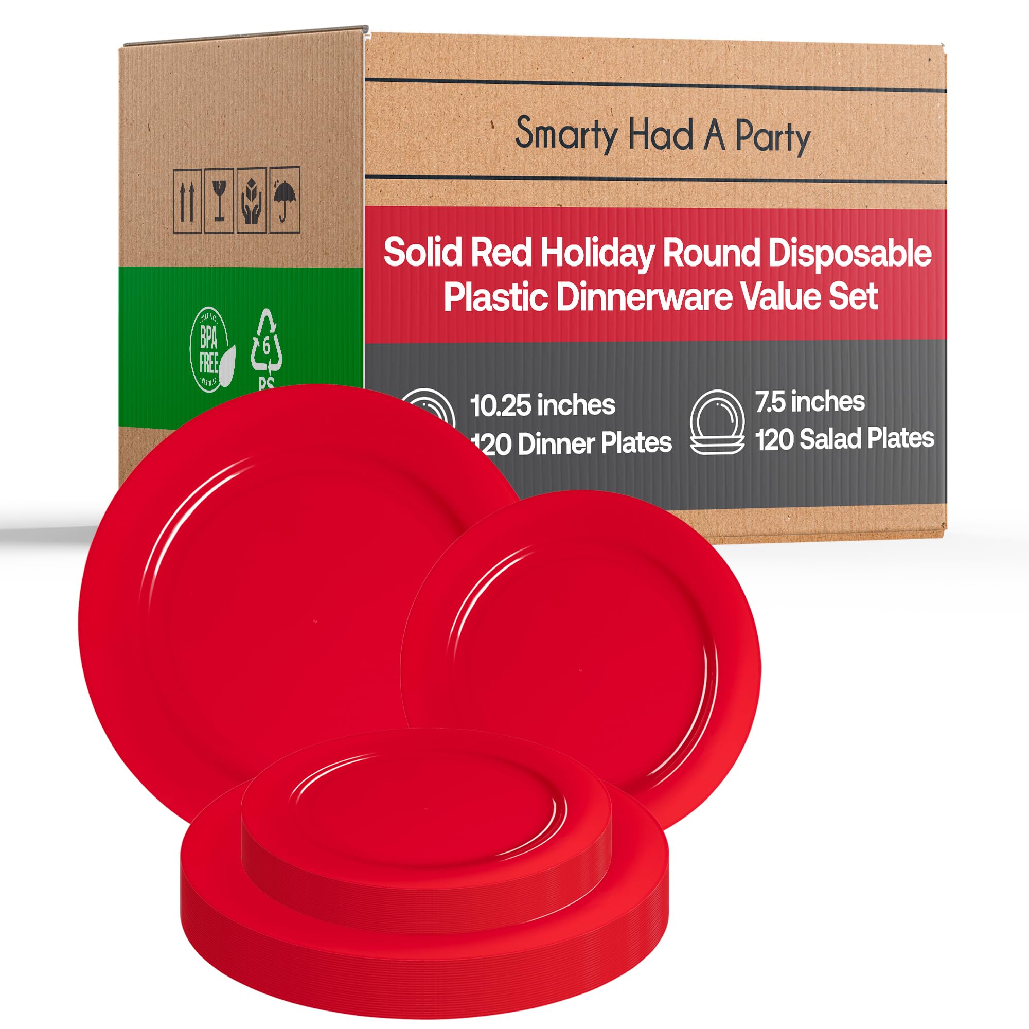Red Combo Plate Set for 120 Guests - Elegant Dinnerware for Weddings, Parties & Catering Events