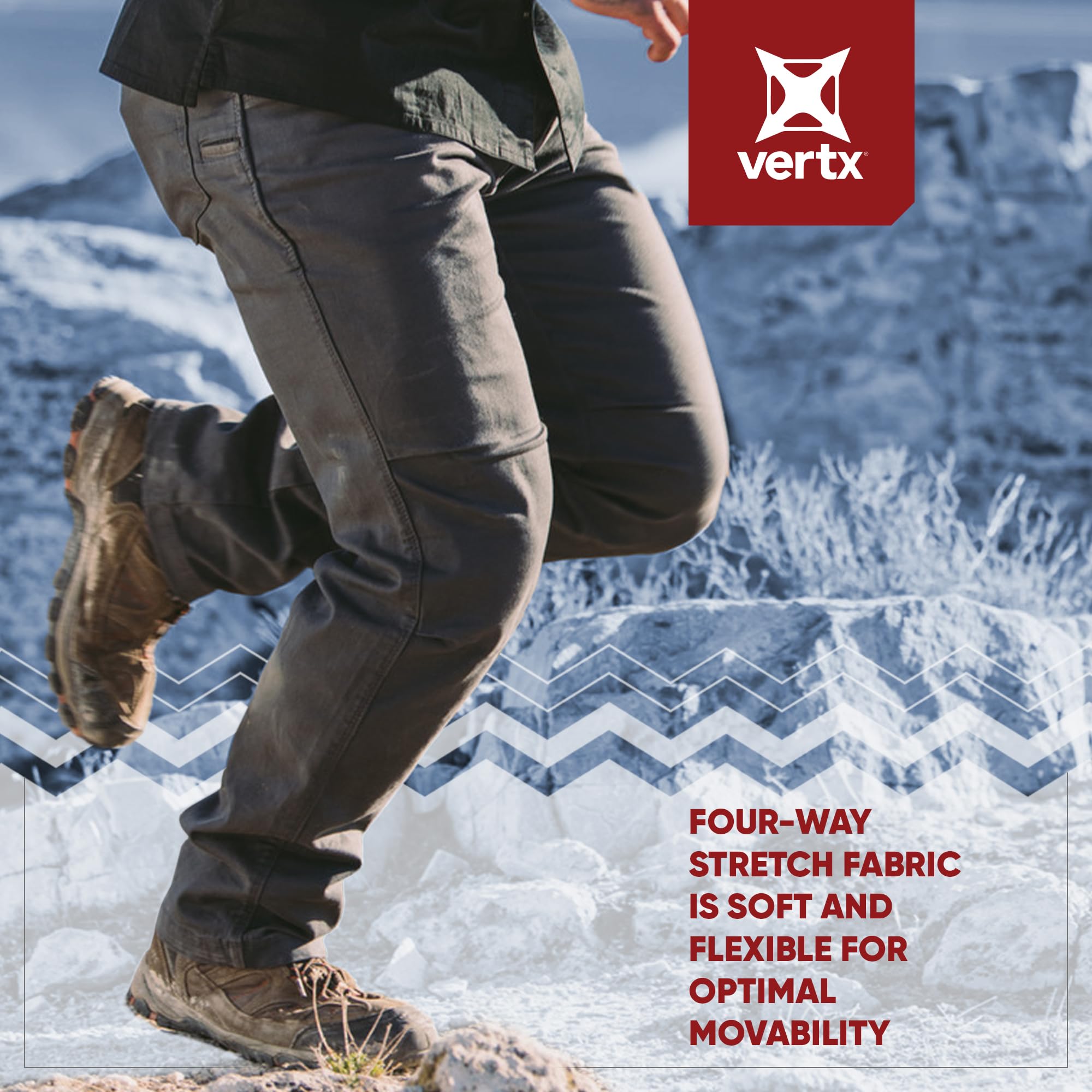 Vertx Delta 2.1 Men's Stretch Pants - Straight Leg with Pockets - Lightweight Cotton Casual Workwear for Office, Travel & Outdoor Activities