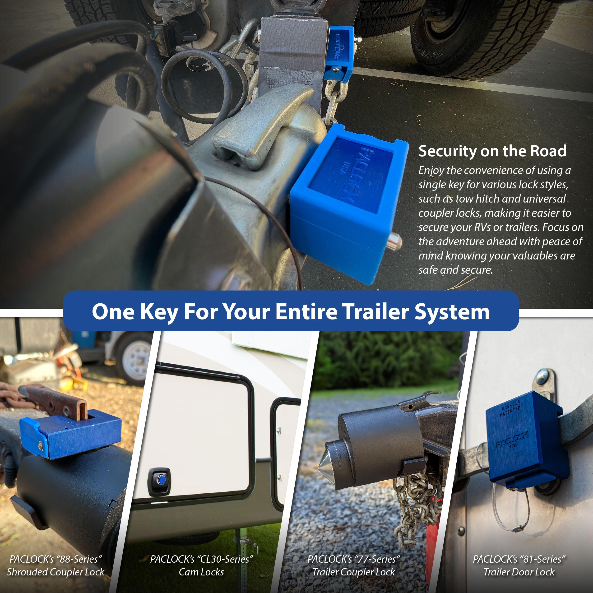 PACLOCK UCS-80A-YK-1 Trailer Hitch Lock - Heavy Duty 6-Pin Cylinder Security for Yakima Threaded Bike Racks | Keyed to Your Chosen Number | Includes 2 Keys | Black Anodized Aluminum | Perfect for RV, Camping & Outdoor Adventures