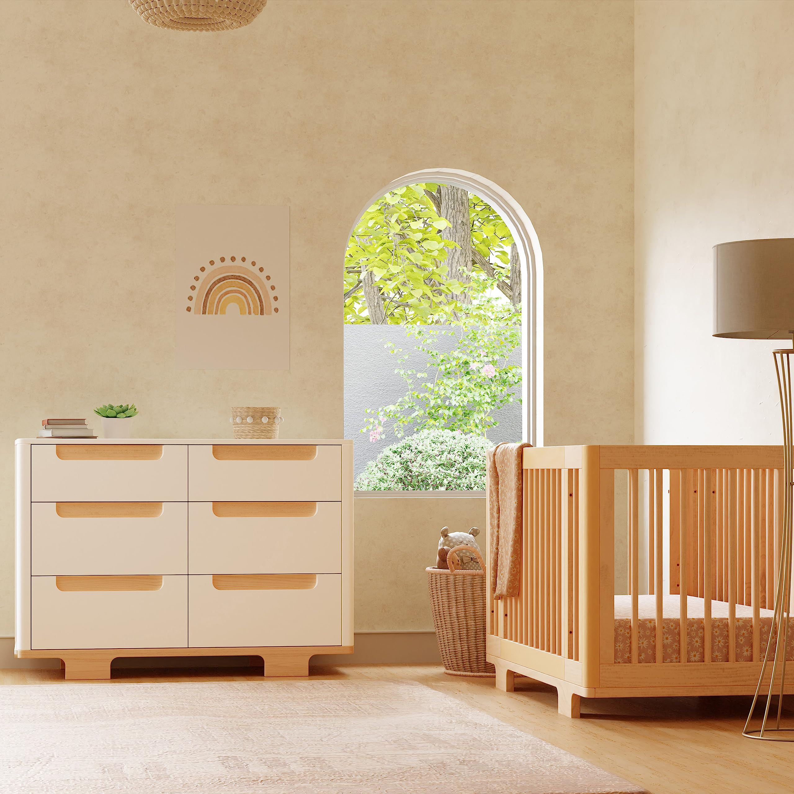 Babyletto Yuzu 6-Drawer Dresser - White & Natural Wood Nursery Dresser, Greenguard Gold Certified for Baby Safety | Perfect for Nursery Organization & Kids' Room Storage