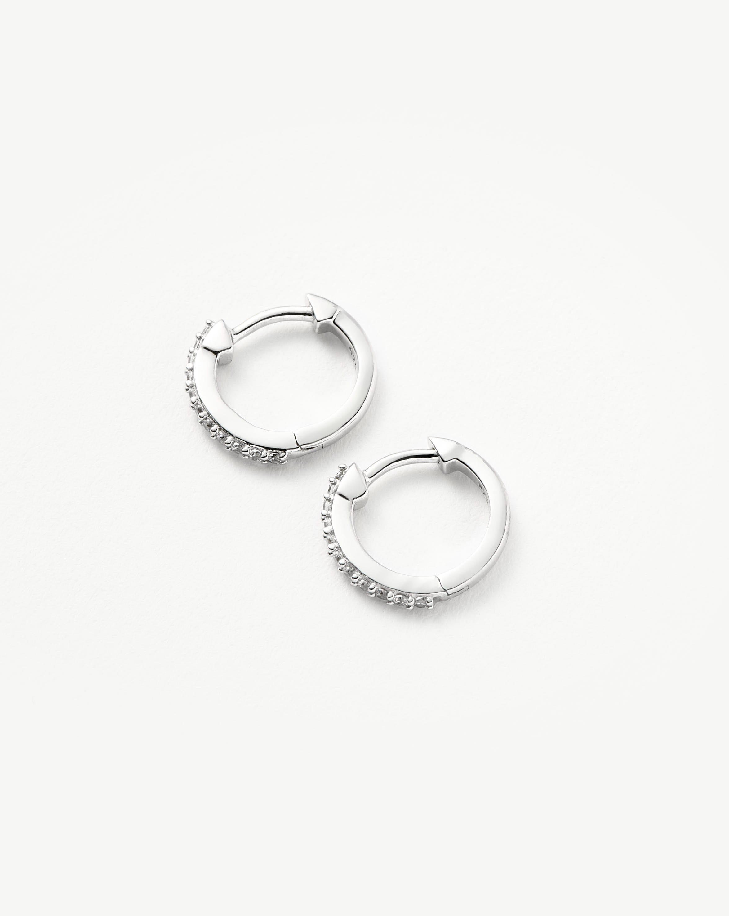 Classic Pave Huggie Hoop Earrings | Sterling Silver with Cubic Zirconia | Perfect for Everyday Wear, Date Nights & Special Occasions