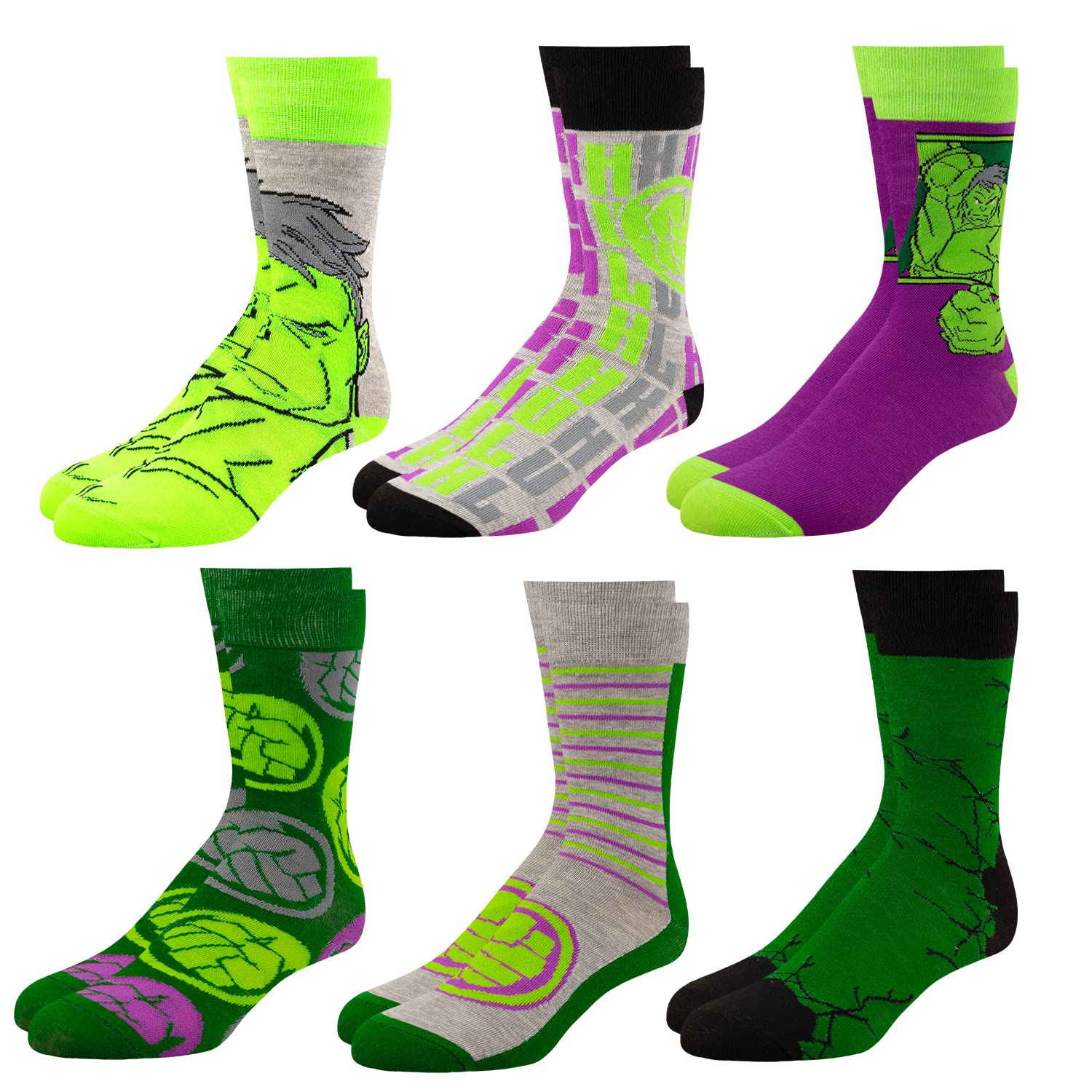 Marvel Legends Superhero Socks for Men & Boys - 6-Pack Athletic Crew Socks - Breathable Cotton Blend for Sports & Daily Wear - Perfect for Running, Gym & Casual Outfits