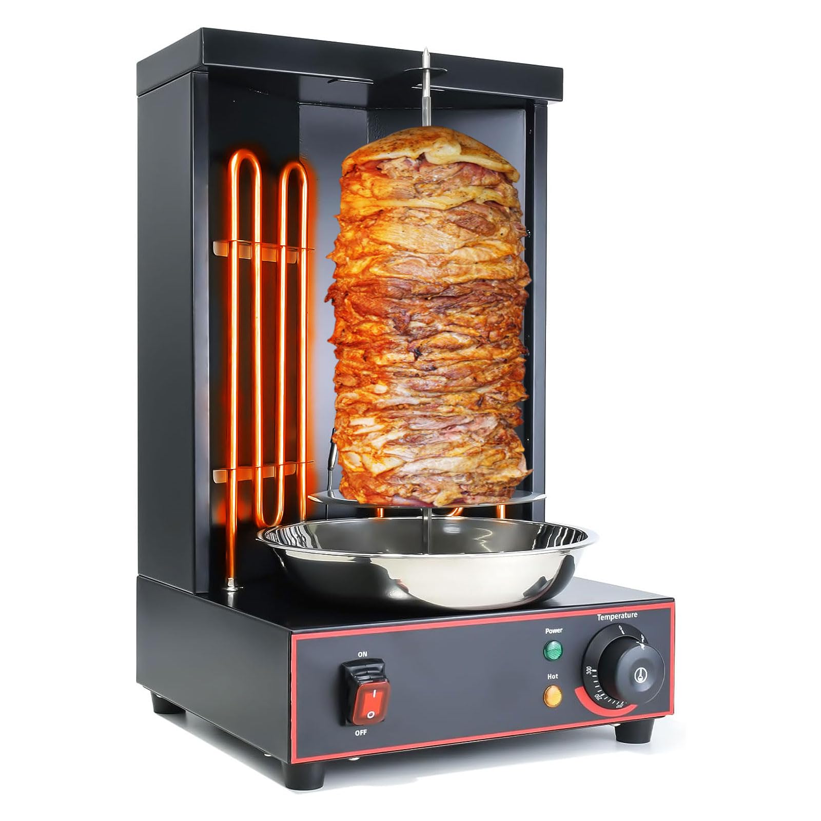 Vertical Rotisserie Shawarma Grill Machine - Commercial Electric Trompo Tacos Al Pastor Rotating Grill Oven for Chicken, Beef & Lamb - Perfect for Restaurants, Food Trucks & Catering Events (Patented Design)