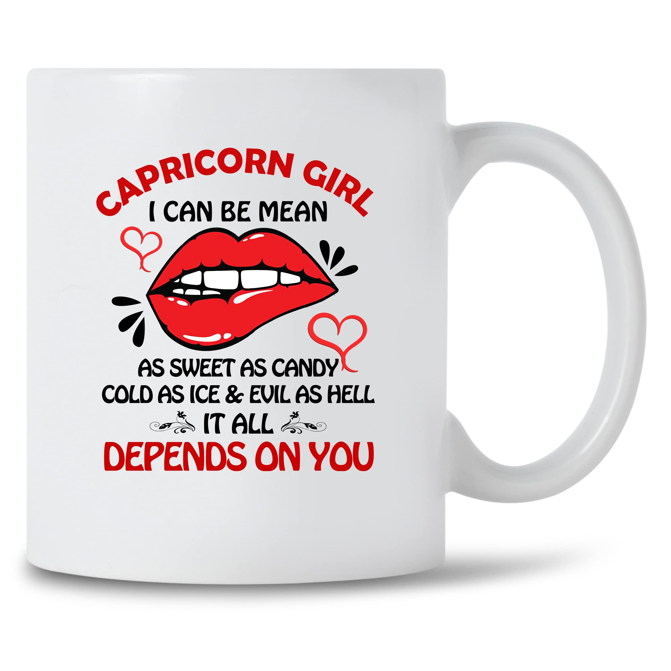 Capricorn Zodiac Coffee Mug - Sweet As Candy Evil As Hell Horoscope Gift for Capricorn Women | Perfect Birthday Present for Capricorn Girl | Ideal for Coffee, Tea & Office Use