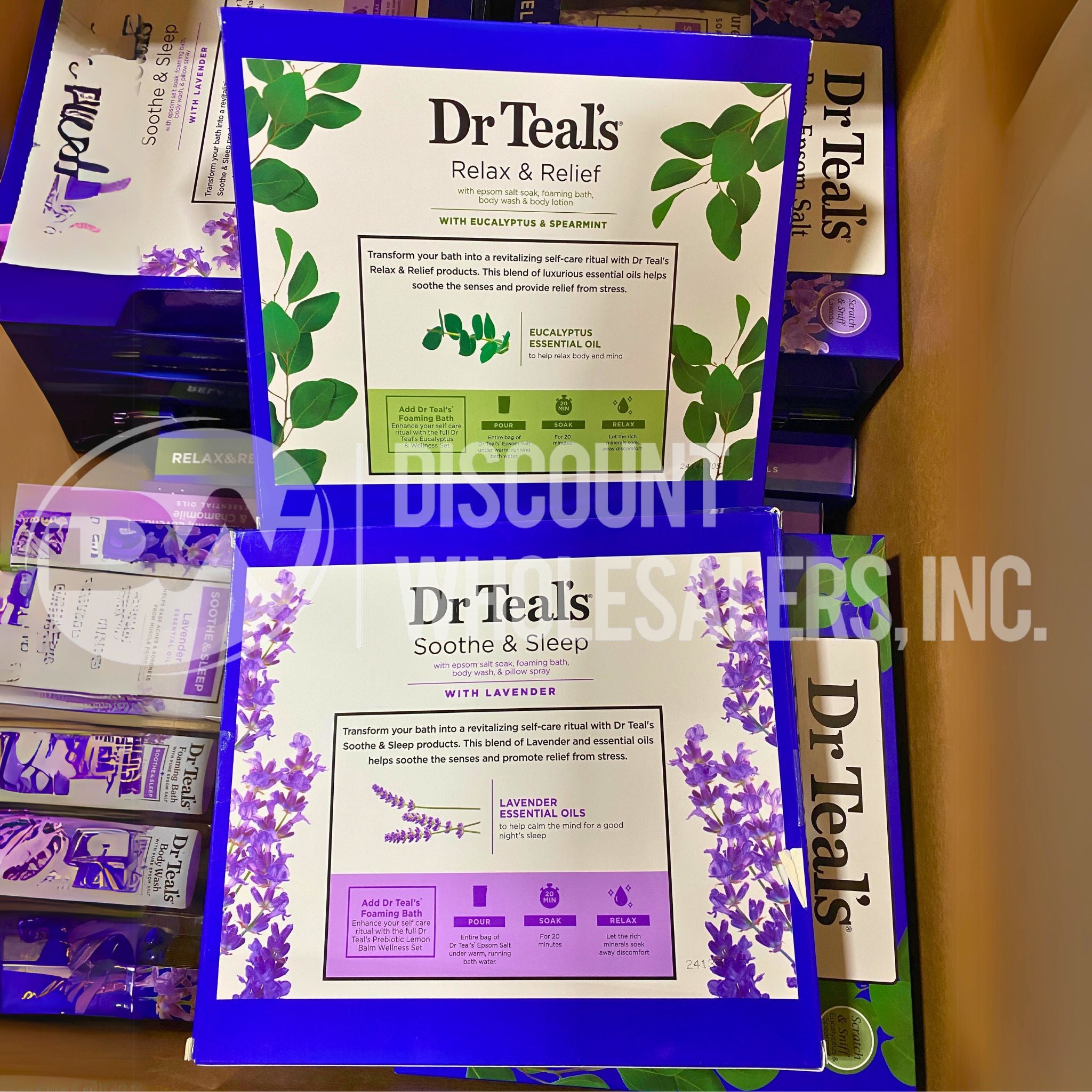 Dr Teal's Pure Epsom Salt with Essential Oils - Relaxing Lavender, Eucalyptus & Peppermint (40 Pack) for Bath Soak, Muscle Relief & Stress Relief - Perfect for Spa Day, Post-Workout Recovery & Self-Care Routine