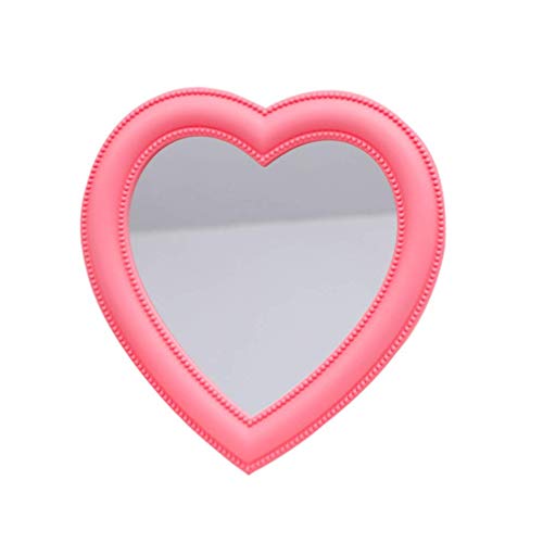 BESPORTBLE Heart Shaped Vanity Mirror - Adjustable Free Standing Makeup Mirror with LED Lights, Portable Desktop Cosmetic Mirror for Women, Perfect for Bedroom, Bathroom & Travel