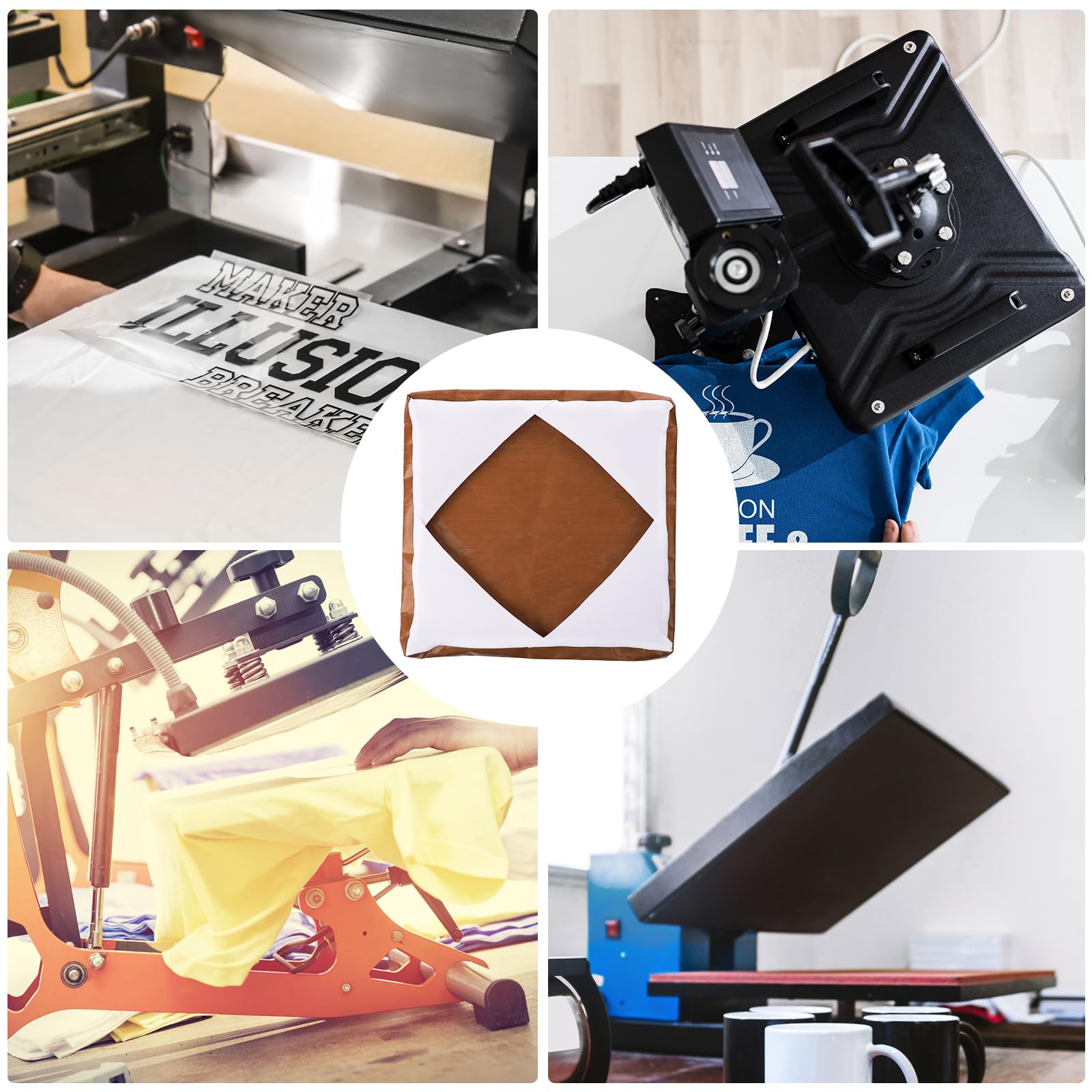 2-Pack 15x15 Inch Teflon Heat Press Mat - Reusable Non-Stick Sublimation Platen Cover for Heat Press Machine - Perfect for T-Shirt, Mug & Hat Printing (Heat Resistant & Durable)