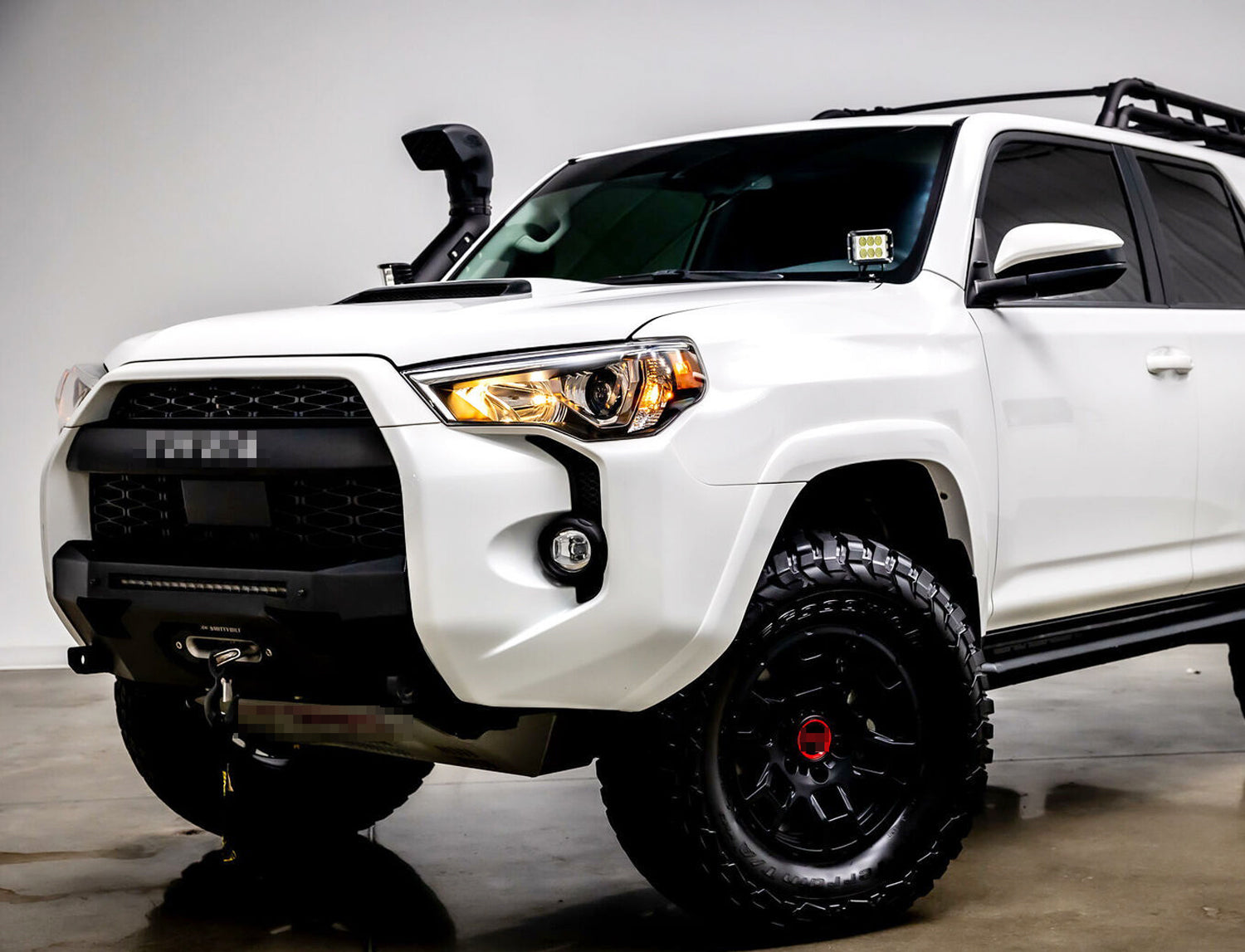 36W White LED A-Pillar SS Pod Light Kit with Amber Strobe for 2014-2022 Toyota 4Runner - Off-Road Lighting for Night Driving & Emergency Signaling