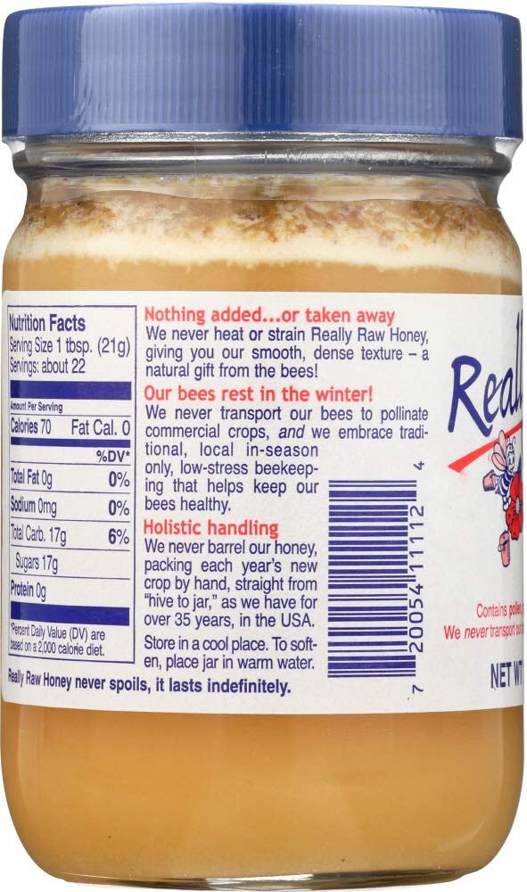 Organic Raw Unfiltered Honey - 100% Pure Natural Honeycomb, 1 lb (453 g) Jar - 2 Pack - Perfect for Tea, Baking, Smoothies & Immune Support