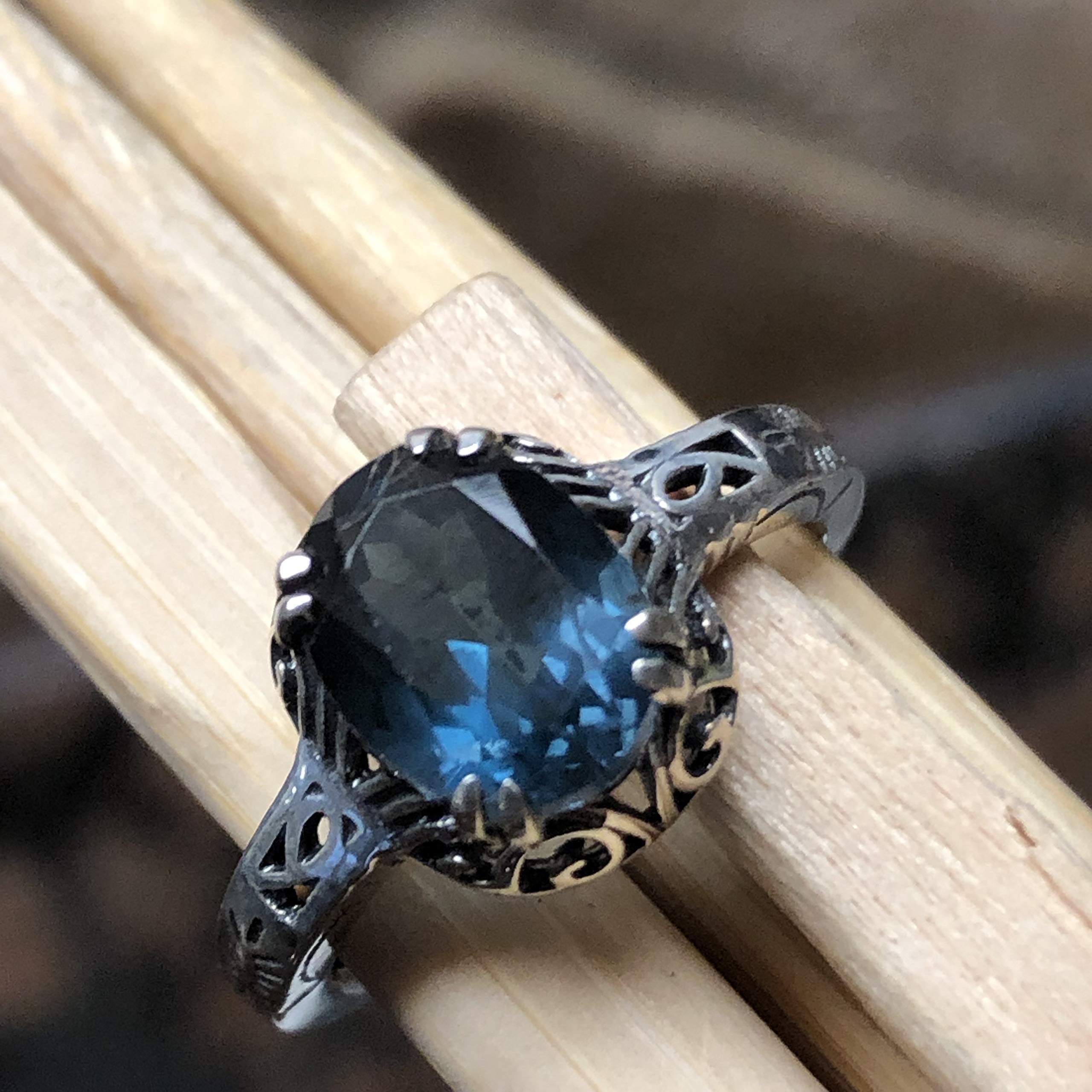 2ct London Blue Topaz 925 Sterling Silver Engagement Ring for Women - Size 6, 8, 9 - Natural Gemstone Wedding Band, Anniversary Gift for Her - Perfect for Proposals, Bridal Jewelry & Special Occasions