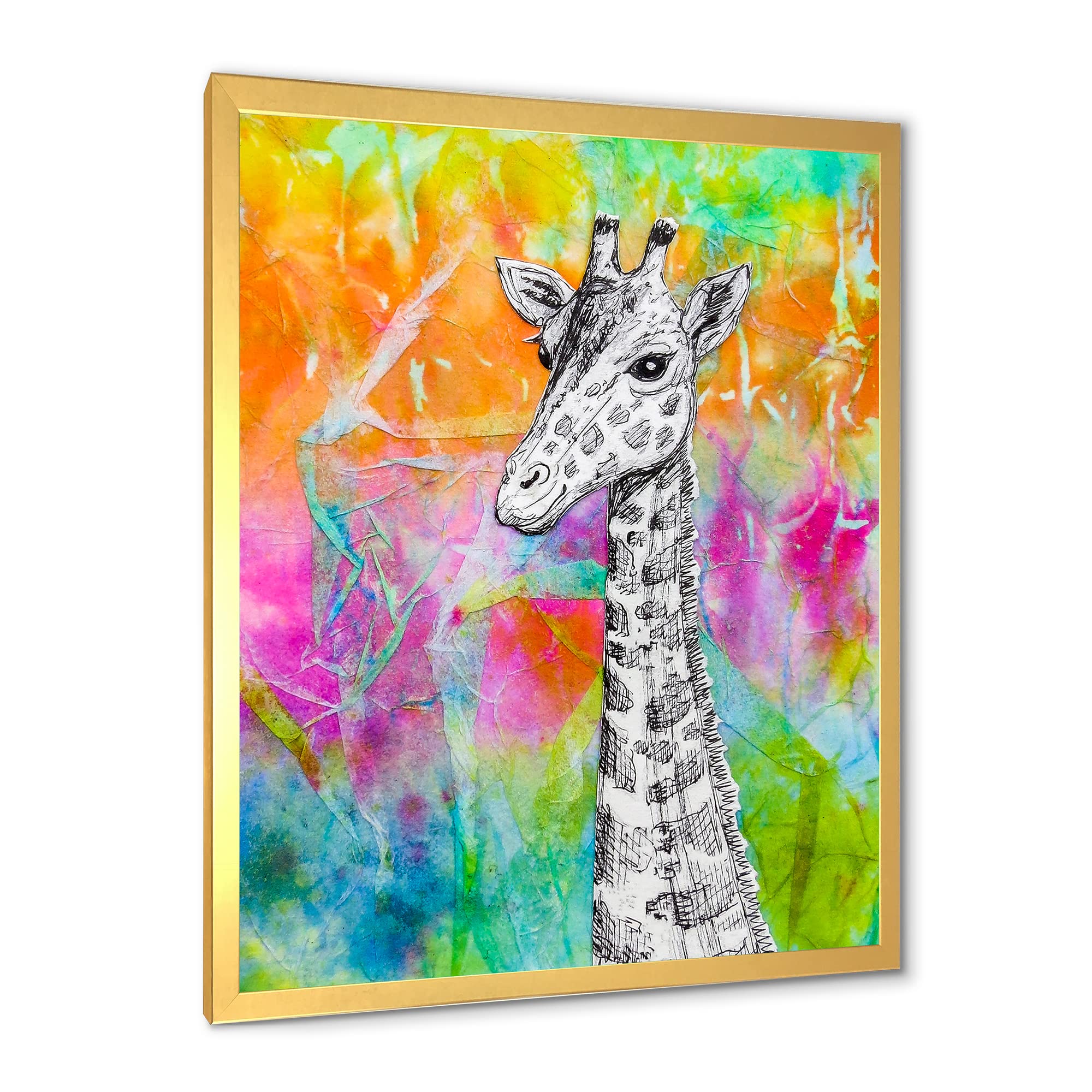 DesignQ White Giraffe Drawing on Rainbow - Vibrant Kids Wall Art Decor - Perfect for Nursery, Playroom & Children's Bedroom Decorations
