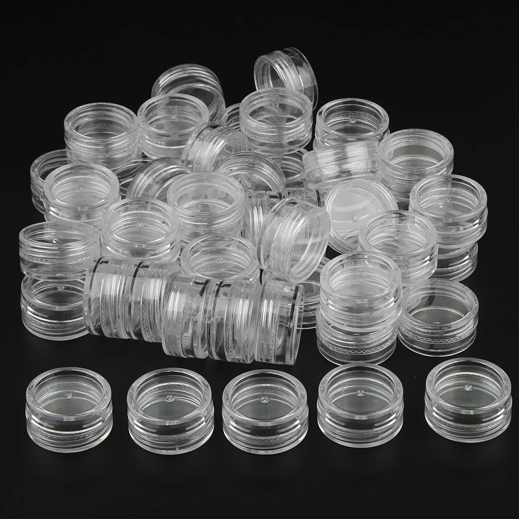 50pcs Reusable Plastic Storage Jars with Lids - 3g Small Containers for Nail Art, Jewelry Organizer & DIY Crafts | Perfect for Salon, Home Organization & Travel Accessories
