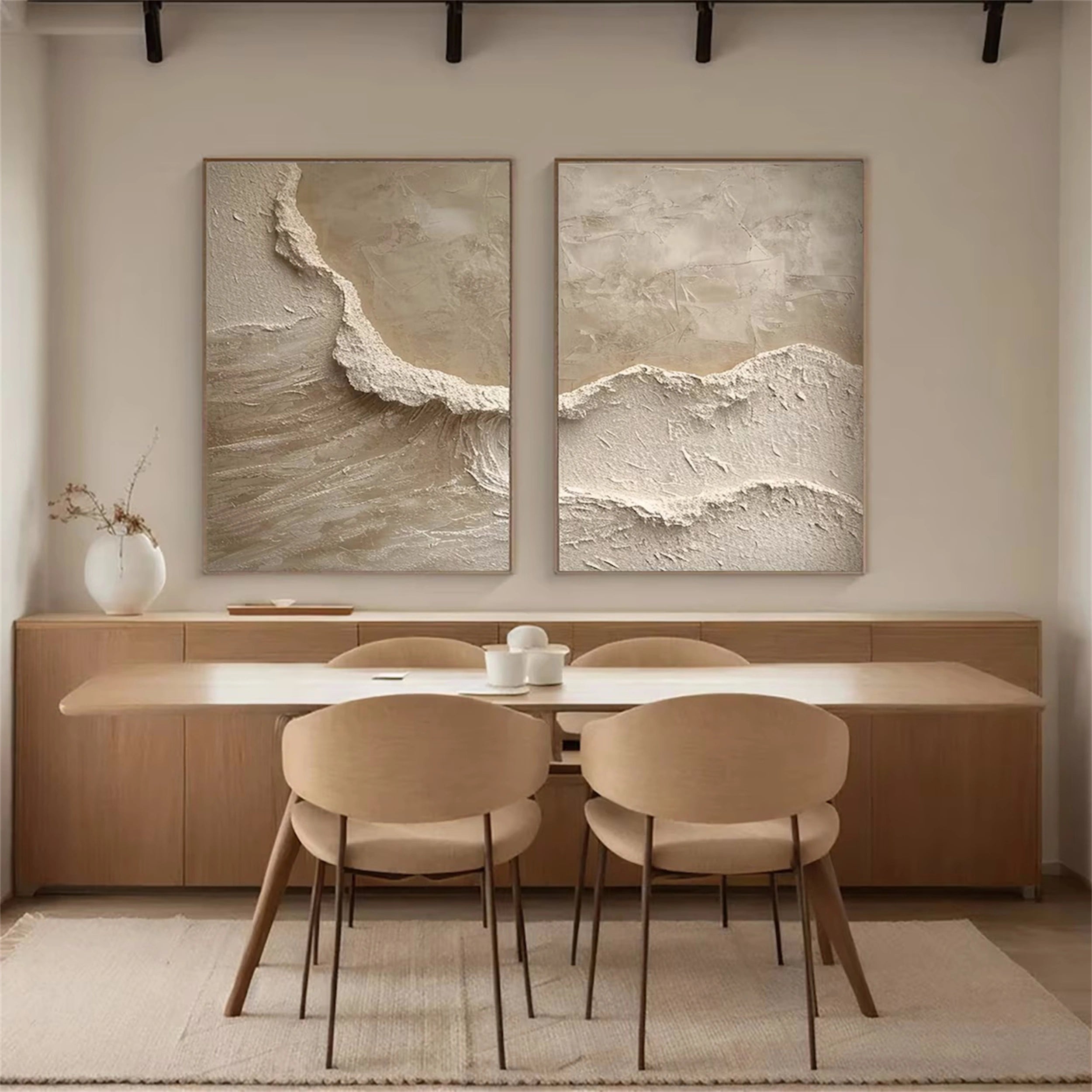 Ocean and Sky Painting Set of 2 - Modern Coastal Wall Art for Living Room & Bedroom Decor | Ready to Hang Canvas Prints | Home & Office Wall Decor
