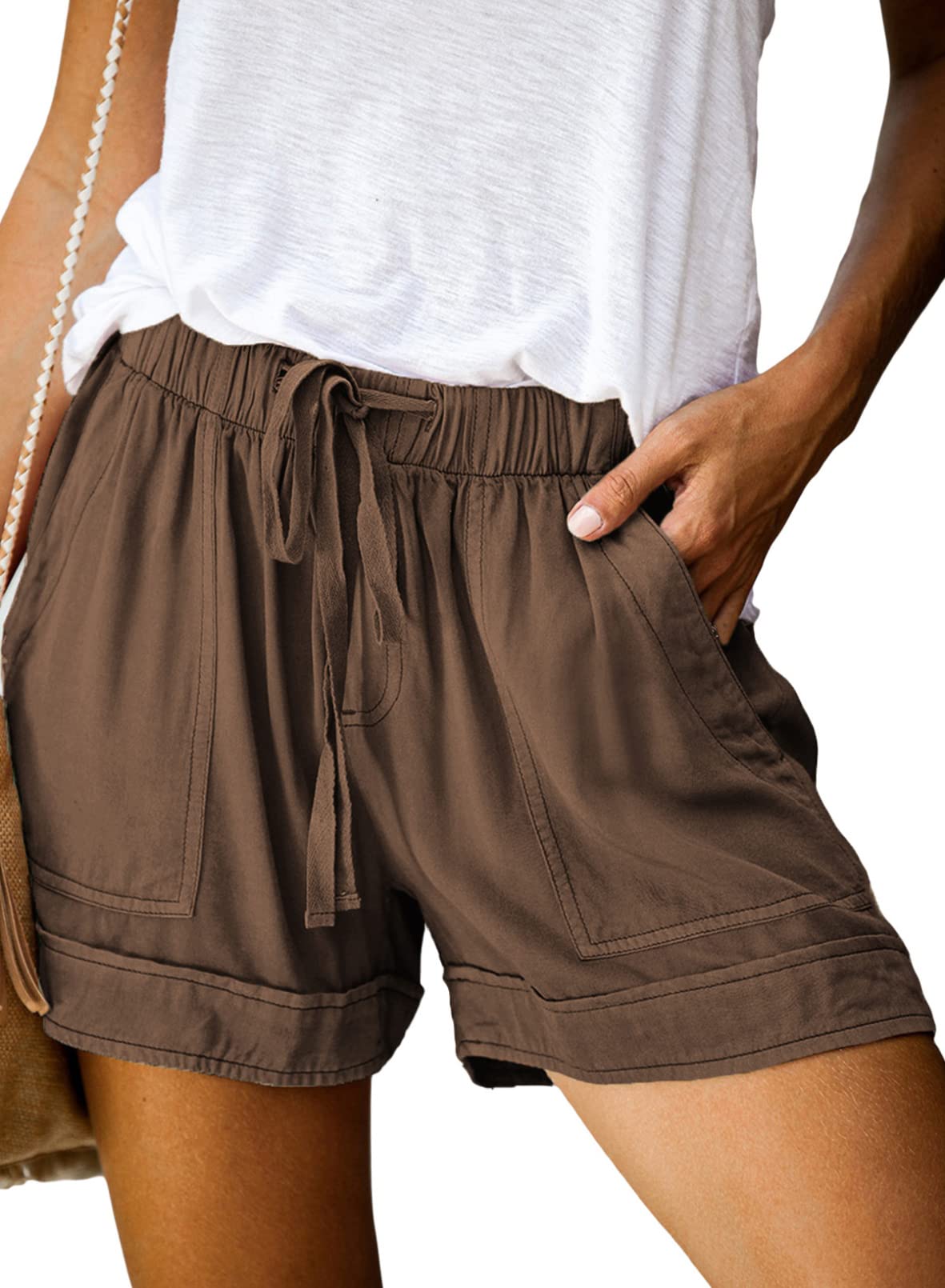 Dokotoo Women's Comfortable Casual Shorts with Elastic Waistband & Pockets - Perfect for Summer, Travel, Yoga, and Lounge Wear