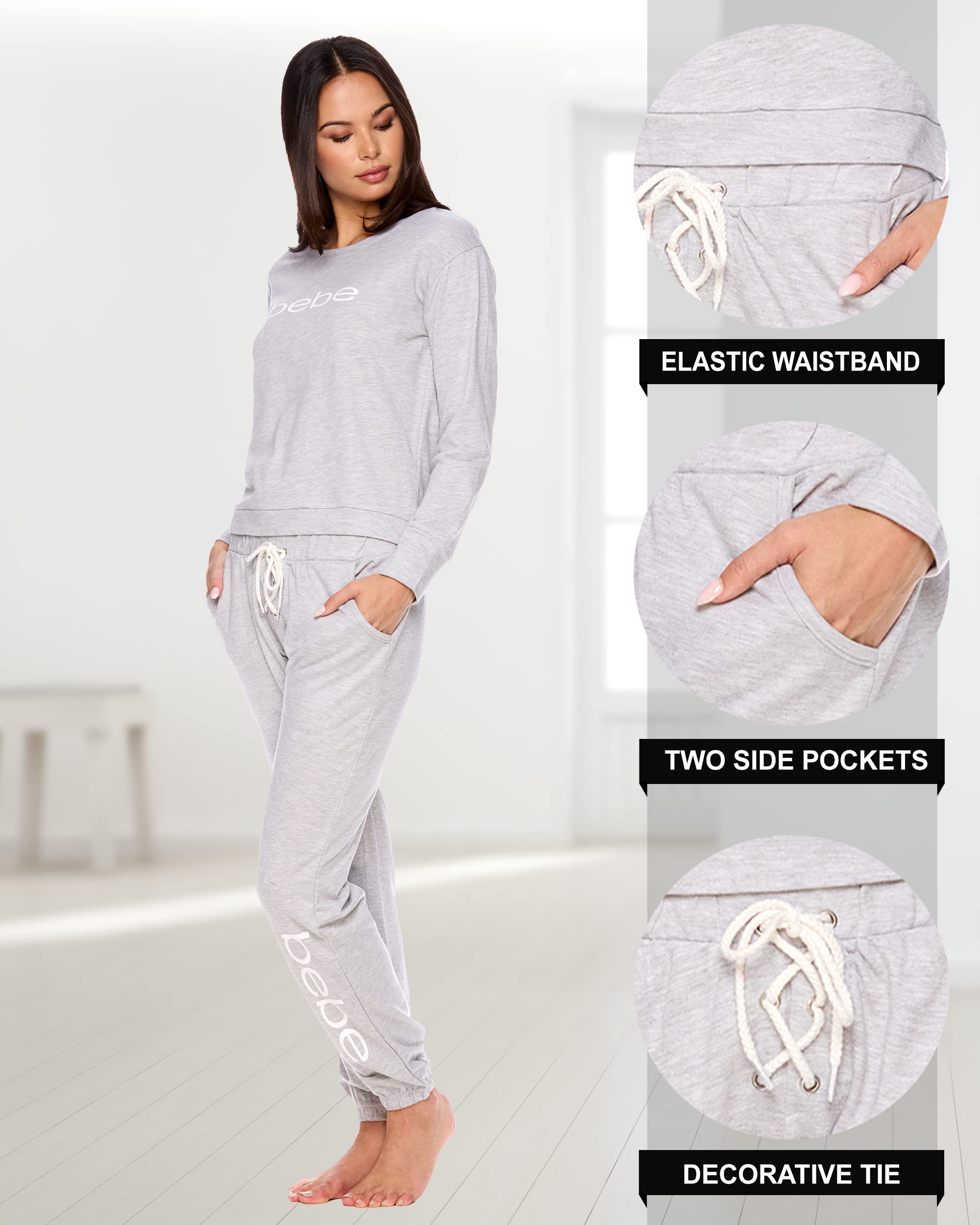 Women's French Terry Pajama Set with Pockets - Cozy Sleepwear for Lounge & Bedtime