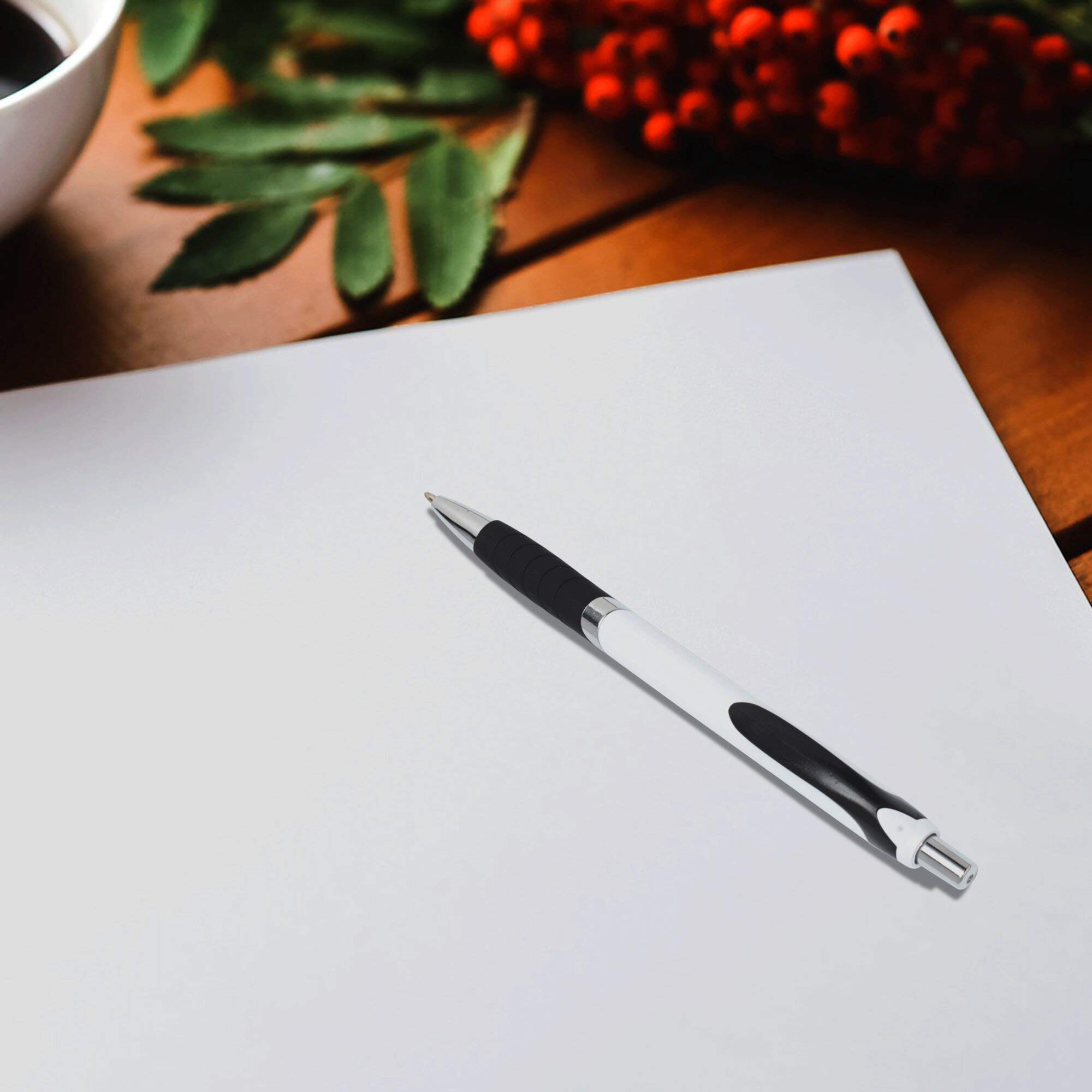 Customizable Ballpoint Pens with Rubber Grip - 10 Pack Bulk Office Supplies, Black Ink Soft Touch Plastic Pens for Business Promotions, Branding & Corporate Gifts - Perfect for Meetings, Conferences & School Use