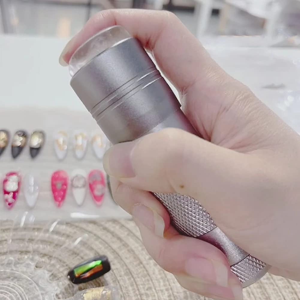 Portable UV Press Light with French Nail Stamper - 12 LED Quick Dry Lamp for Gel Polish, Art Stamp Printing & Nail Art - Compact Handheld Dryer for Home & Salon Use - Perfect for DIY Manicures, Professional Nail Services & Mobile Technicians