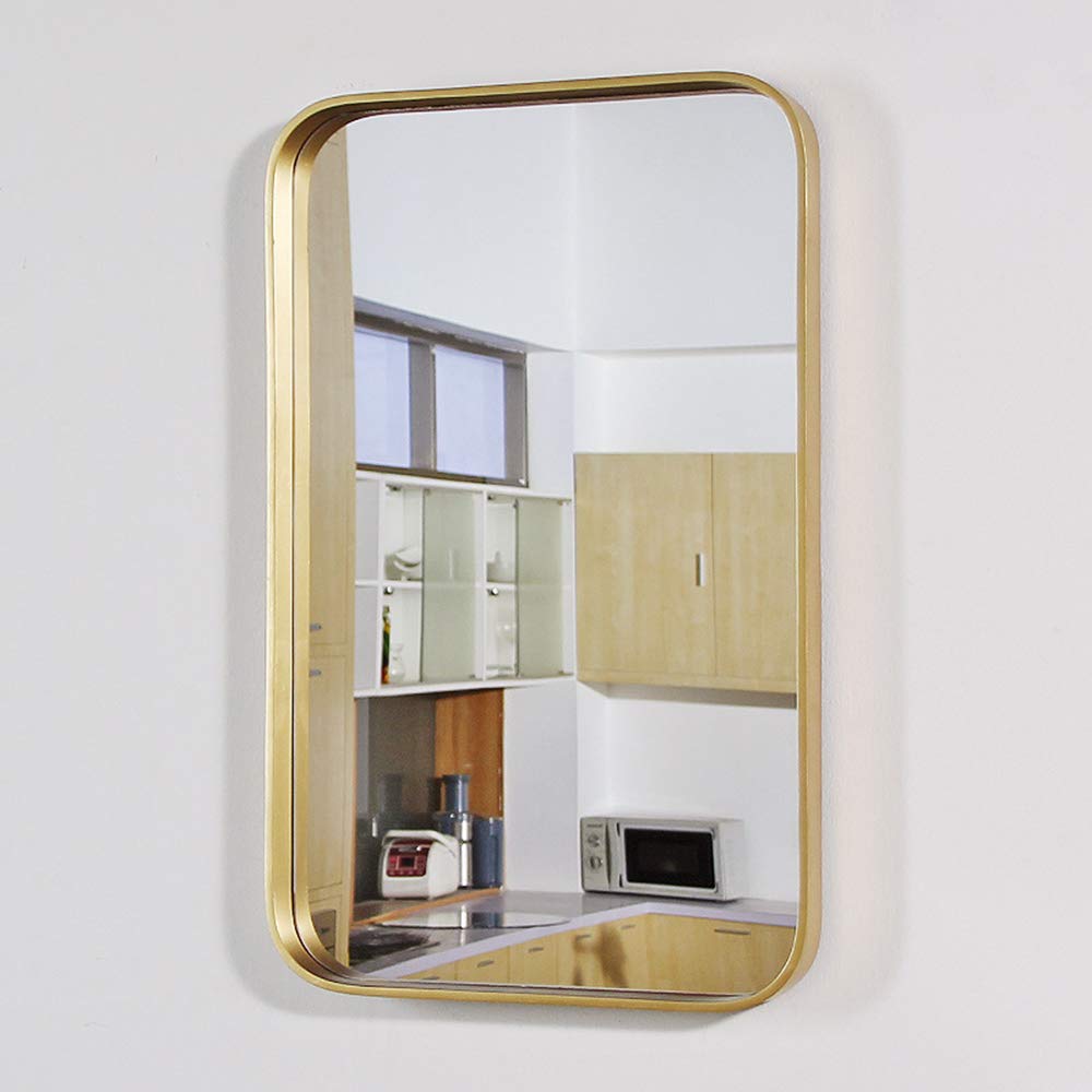 Nordic Golden Bathroom Vanity Mirror - Wall Mounted Brass Iron Full Length Square Mirror for Small Apartment & Home Decor (7050) - Perfect for Bathroom, Bedroom, and Entryway Makeup Area