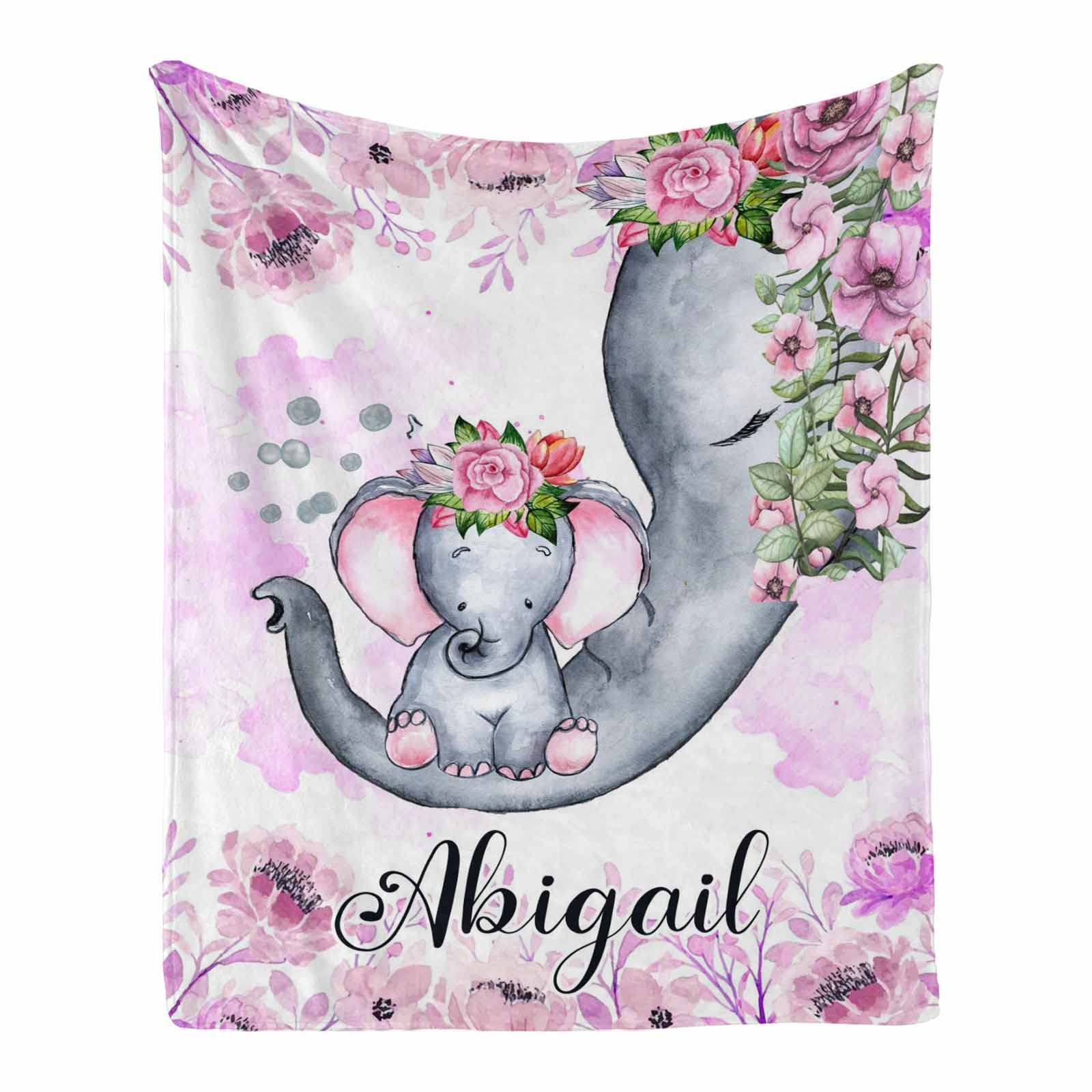 Personalized Elephant Blanket Throw - Soft 50x60 Inch Cozy Fleece Gift for Women, Mom, Girls & Adults - Perfect for Birthday, Mother's Day & Home Decor