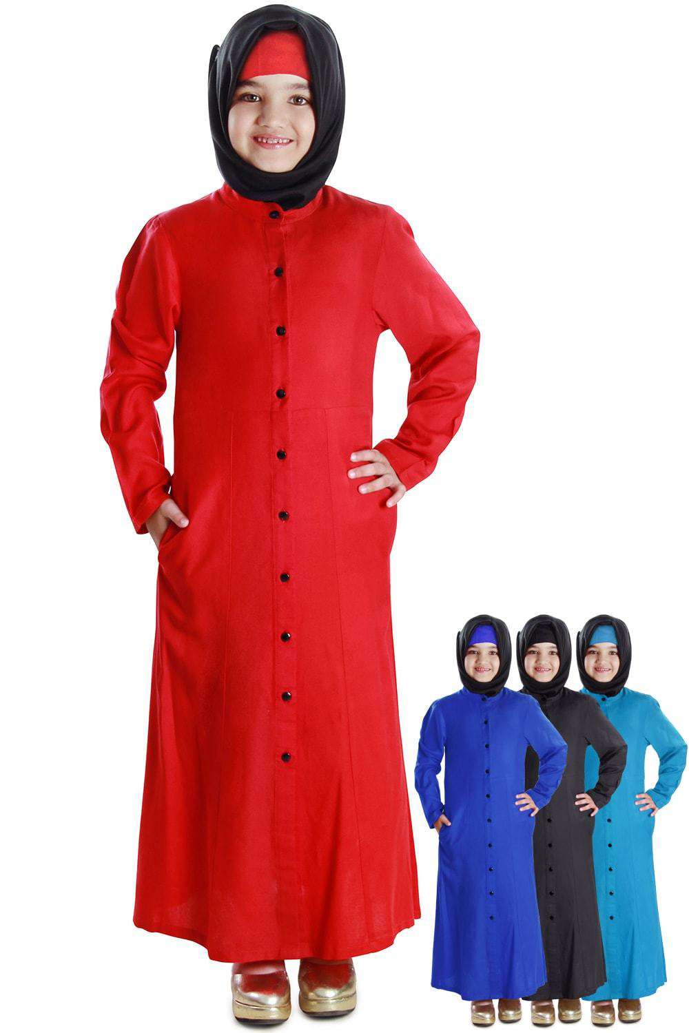 Waseemah Girls' Islamic Abaya Dress - Modest Prayer Dress for Kids - Perfect for Eid, Mosque & Special Occasions