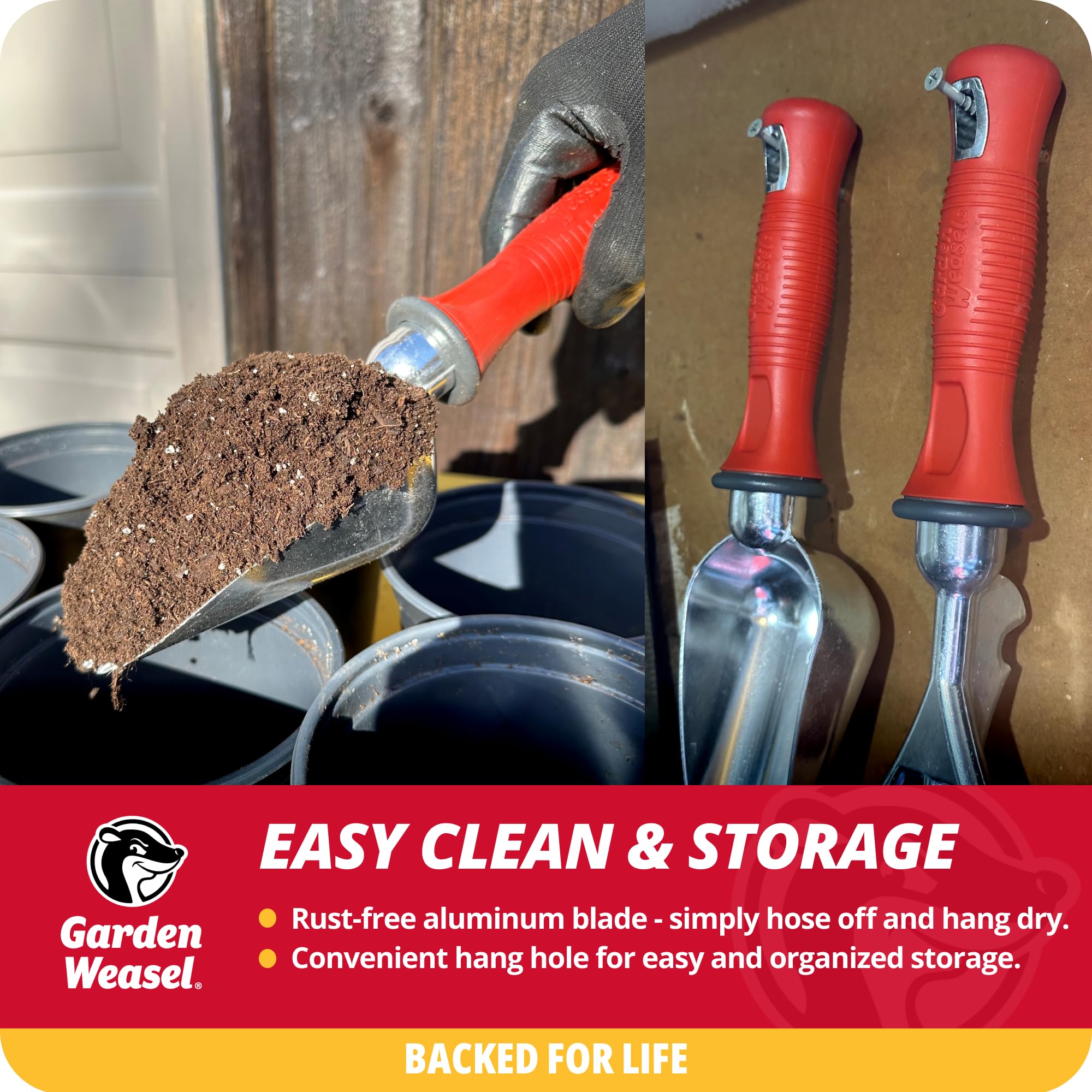 **Garden Weasel Heavy Duty Potting Scoop - Oversized Soil Digger & Transporter, Durable Mini Gardening Shovel for Planting, Transplanting & Gardening Tools (Model 91362) - Perfect for Raised Beds, Pots & Outdoor Planting**