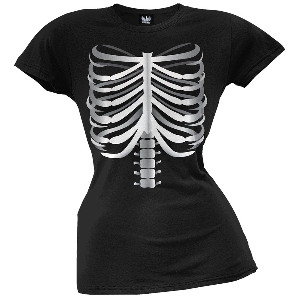 Old Glory Skeleton Cage 3D Printed Junior's Costume T-Shirt | Patriotic Halloween Outfit for Kids & Teens | American Flag Design