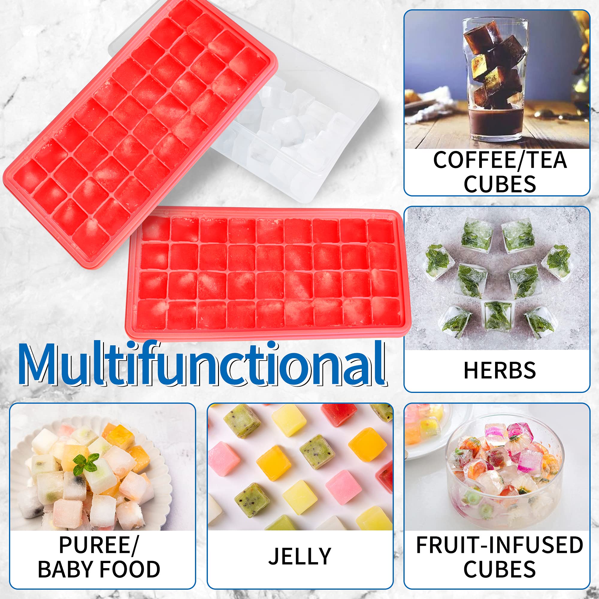 Premium Food-Grade Silicone Ice Cube Tray Set with Lid & Storage Bin - 2 Pack 36-Cube Small Nugget Ice Trays + Ice Bucket & Scoop - Flexible Freezer-Safe Ice Molds for Cocktails, Smoothies & Beverage Chilling