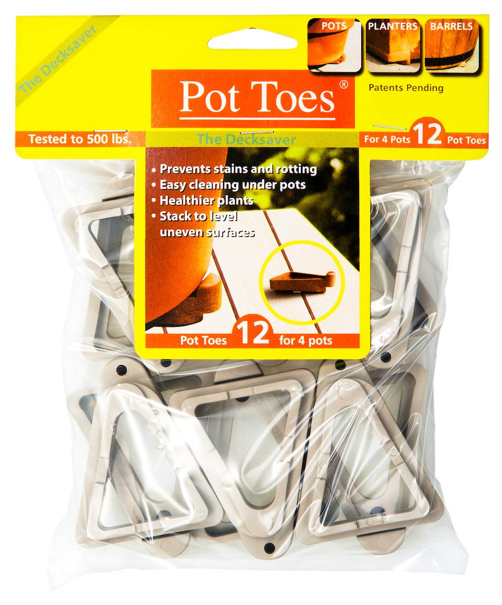 Bosmere 12-Pack Light Gray Plant Pot Risers - Indoor & Outdoor Pot Toes to Prevent Stains & Rotting on Wood, Cement & Tile Surfaces - Perfect for Patio, Deck & Garden Planters