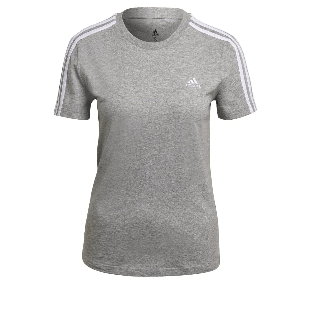 adidas Women's Essentials Slim Fit 3-Stripes T-Shirt - Soft Cotton Casual Tee for Workout, Gym & Everyday Wear