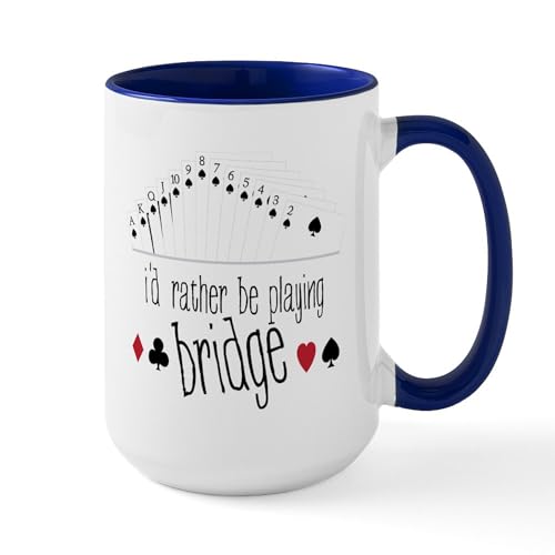 White/Navy Inside - Id Rather Be Playing Bridge Mugs