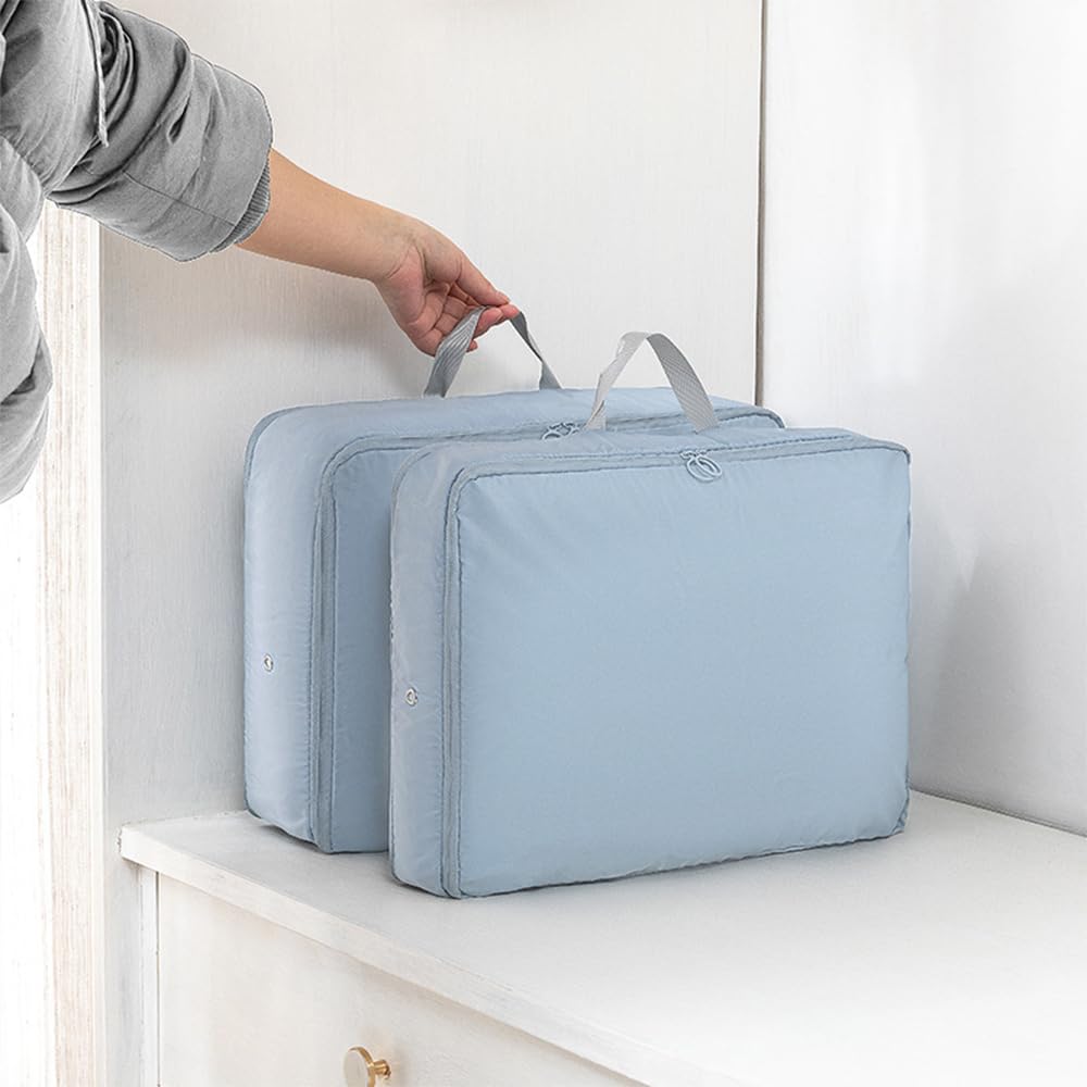 2-Pack Expandable Compression Packing Cubes for Travel - Light Blue Luggage Organizers, Large Suitcase Storage Bags | Perfect for Business Trips, Vacations & Weekend Getaways