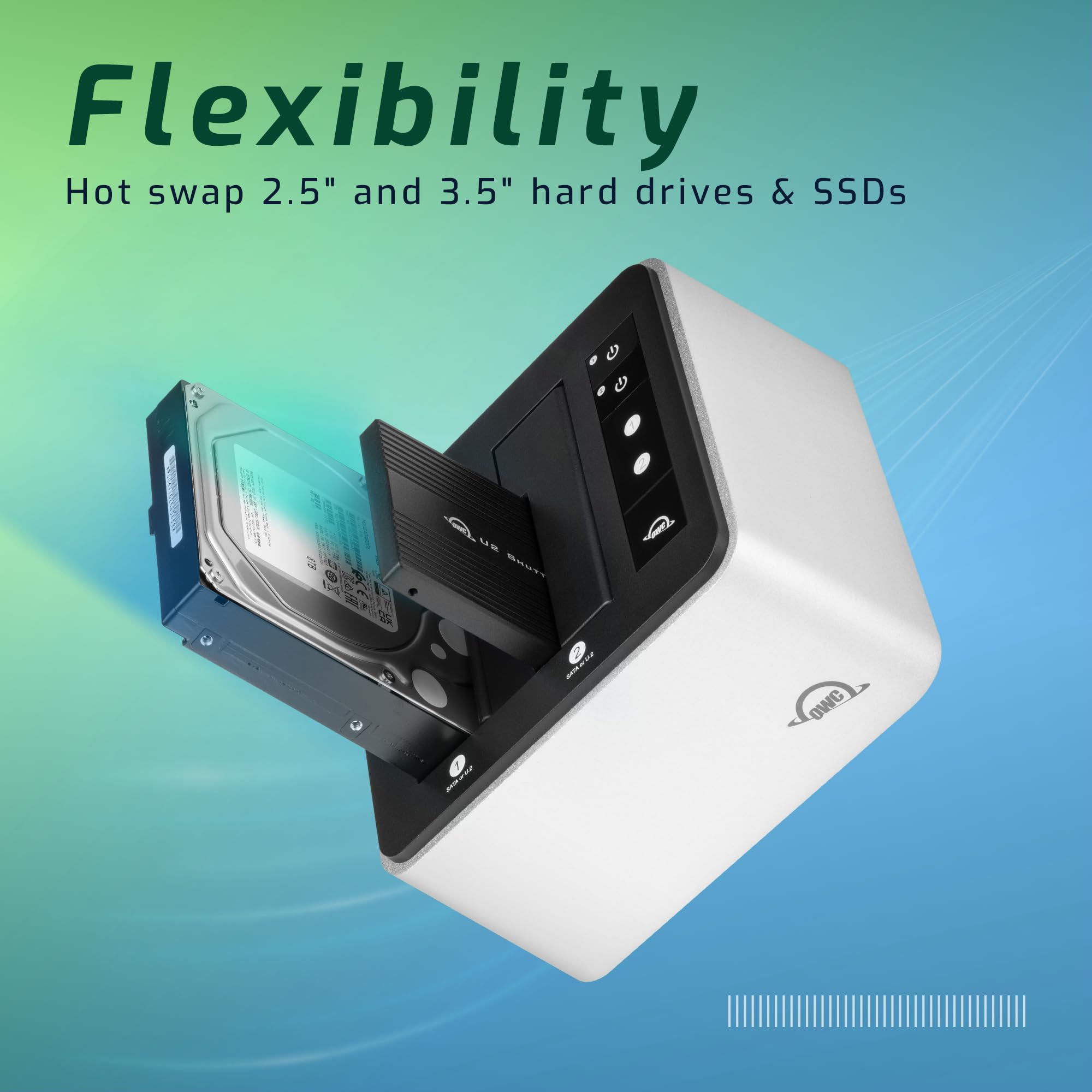 OWC Drive Dock USB-C Dual Bay External Hard Drive Enclosure - 10Gbps USB 3.1 Gen 2 for Mac & PC (OWCTCDRVDCK) - Perfect for Data Backup, Video Editing & External Storage Expansion