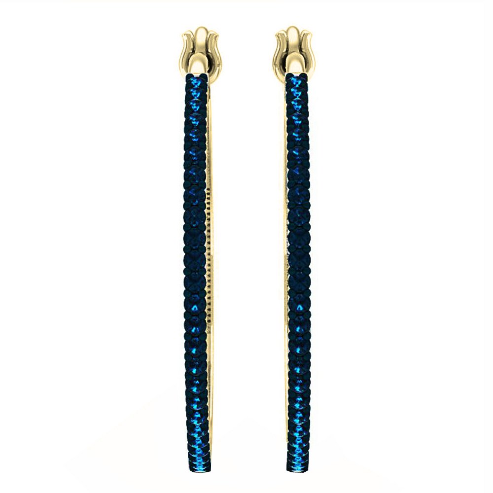 14K Solid Gold Round Blue Diamond Hoop Earrings for Women | 0.30 Cttw Dazzlingrock Collection | Elegant Jewelry Gift for Birthday, Anniversary & Special Occasions
