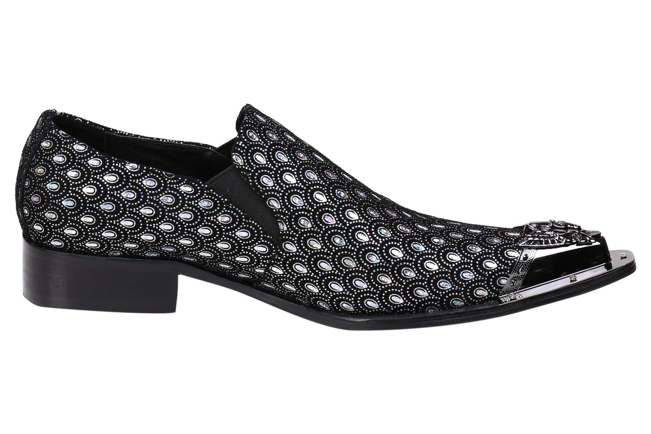 Santimon Men's Pointed Toe Loafers - Sparkling Leather Dress Shoes with Metal Tip for Western Style | Comfortable Casual & Formal Wear for Office, Party & Special Occasions