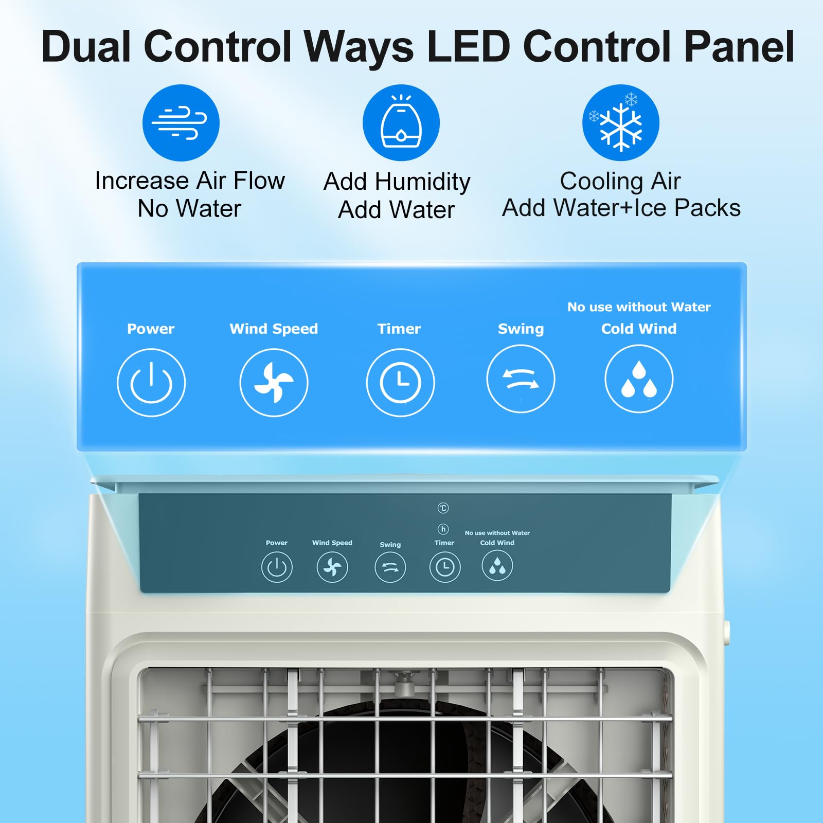 3500CFM Evaporative Air Cooler with 5.3 Gallon Water Tank - 100° Oscillation, 24H Timer, 3 Speeds & Modes, 4 Ice Packs - Portable Swamp Cooler with Remote for Room, Outdoor, Garage, Patio - Energy Efficient Cooling Solution for Home & Office Use