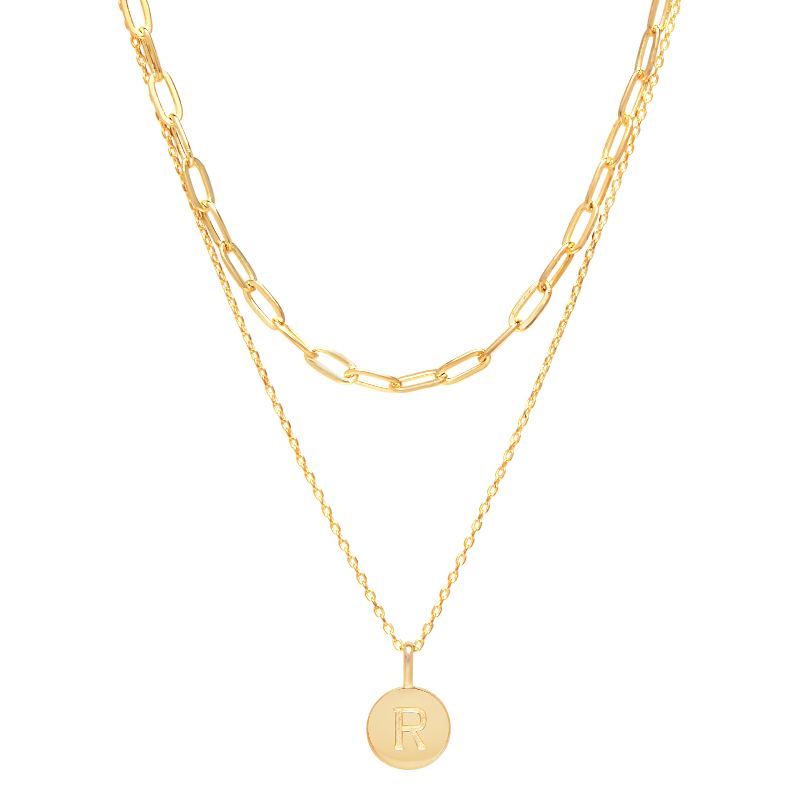 Kensie Women's Initial Letter Necklace - Delicate Two Row Layered Chain with Custom Charm Pendant | Perfect for Everyday Wear, Gifts & Special Occasions