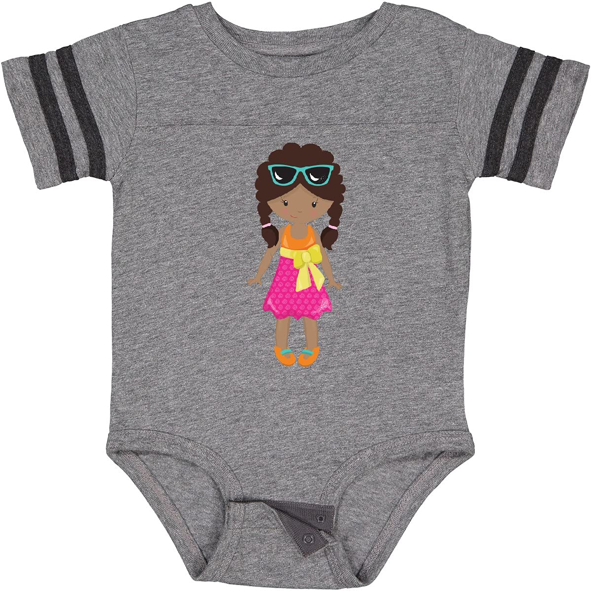 Inktastic African American Girl Fashion Baby Bodysuit with Pink Skirt - Cute Outfit for Infants, Toddler Girls, Photo Shoots & Special Occasions