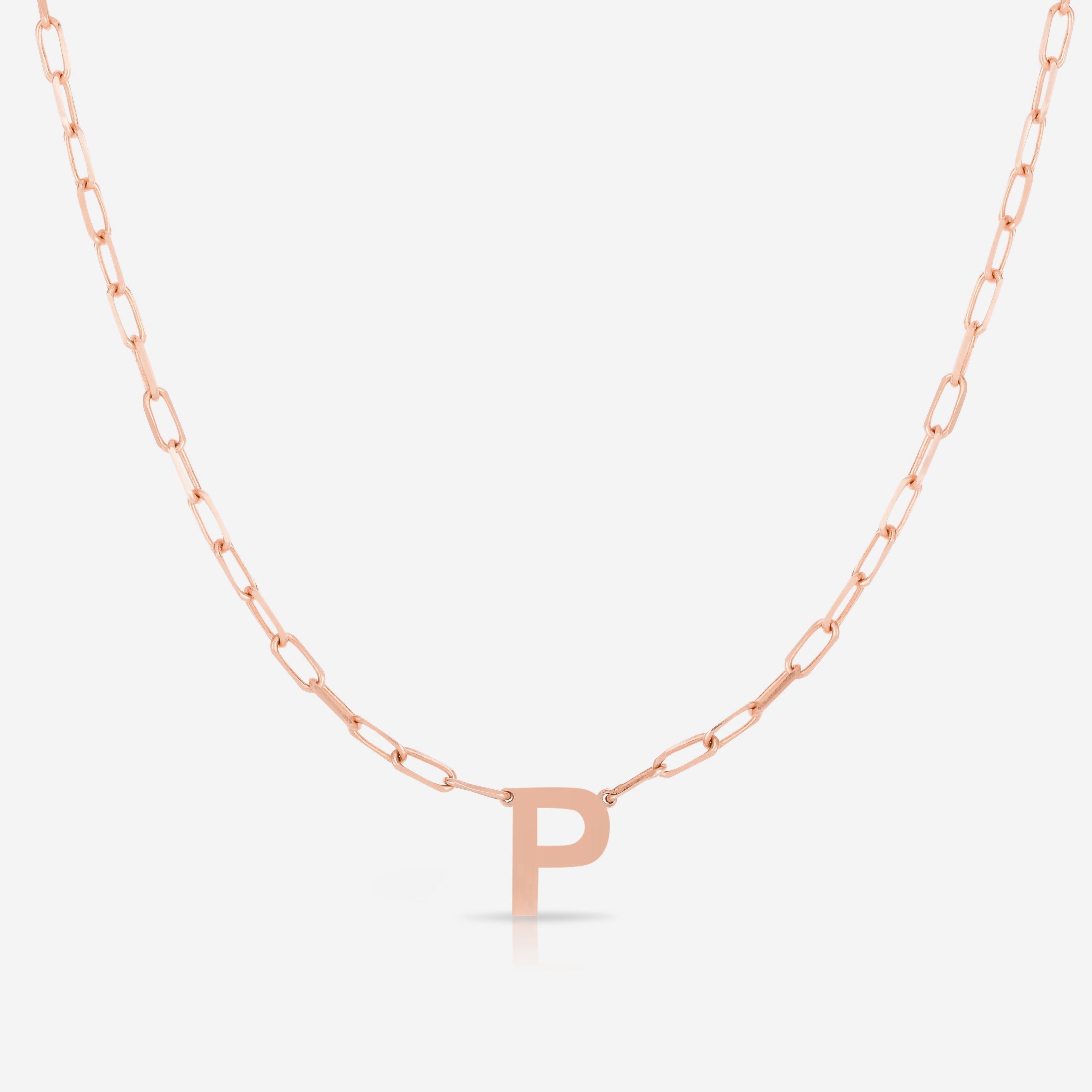 Block Initial & Link Chain Necklace for Women - Personalized Name Necklace, Dainty Layering Jewelry Gift for Her - Perfect for Birthdays, Anniversaries and Everyday Wear
