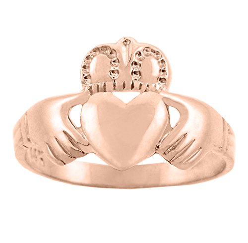 10K Rose Gold Traditional Irish Claddagh Ring for Women - Authentic Celtic Love Friendship Loyalty Wedding Band - Perfect for Valentine's Day, Anniversary & Proposal Gifts