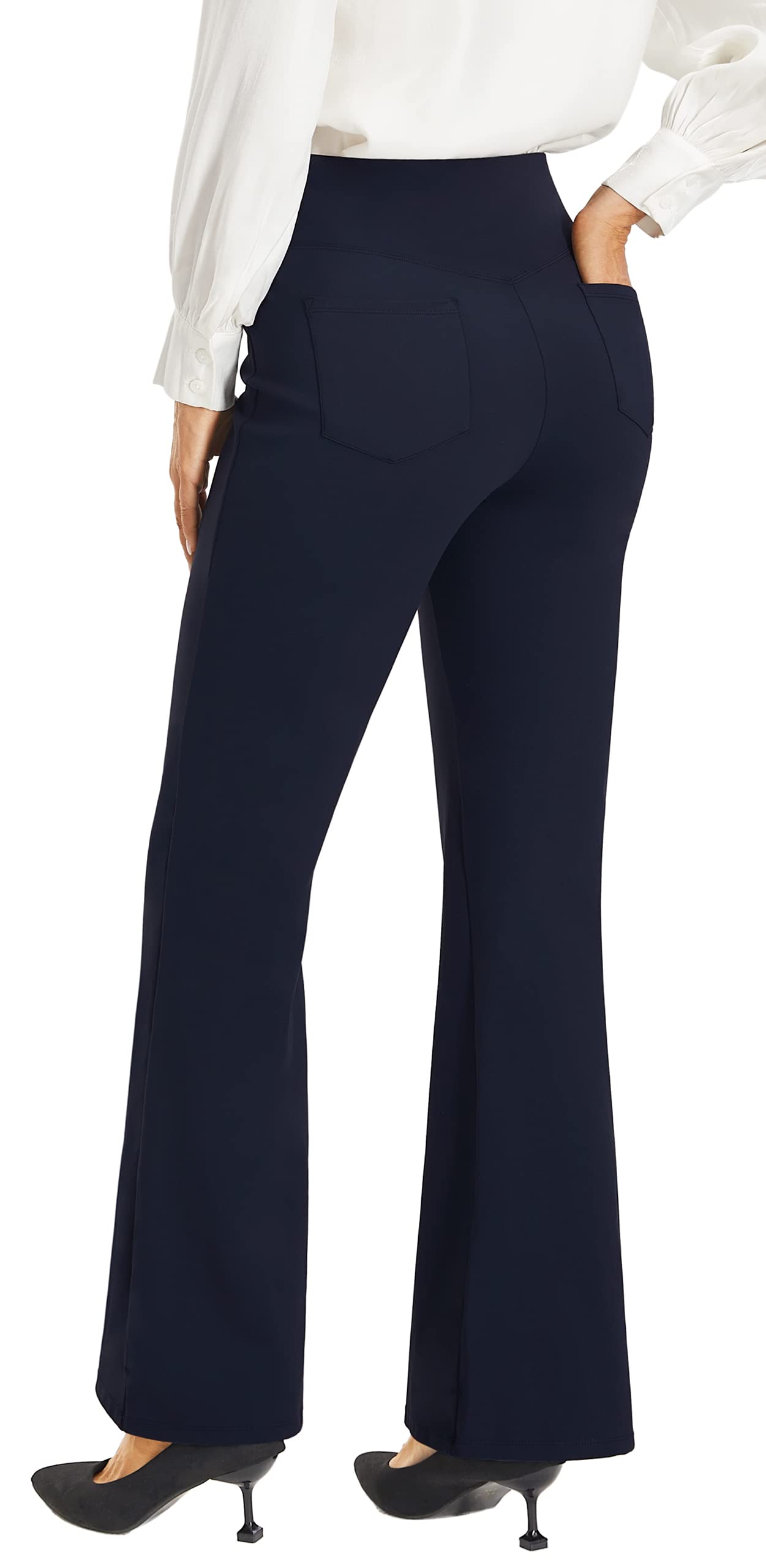 AFITNE Women's High Waist Yoga Dress Pants - Stretchy Pull On Work Pants for Office & Casual Wear - Comfortable Professional Slacks for Yoga, Work, Travel & Everyday Use